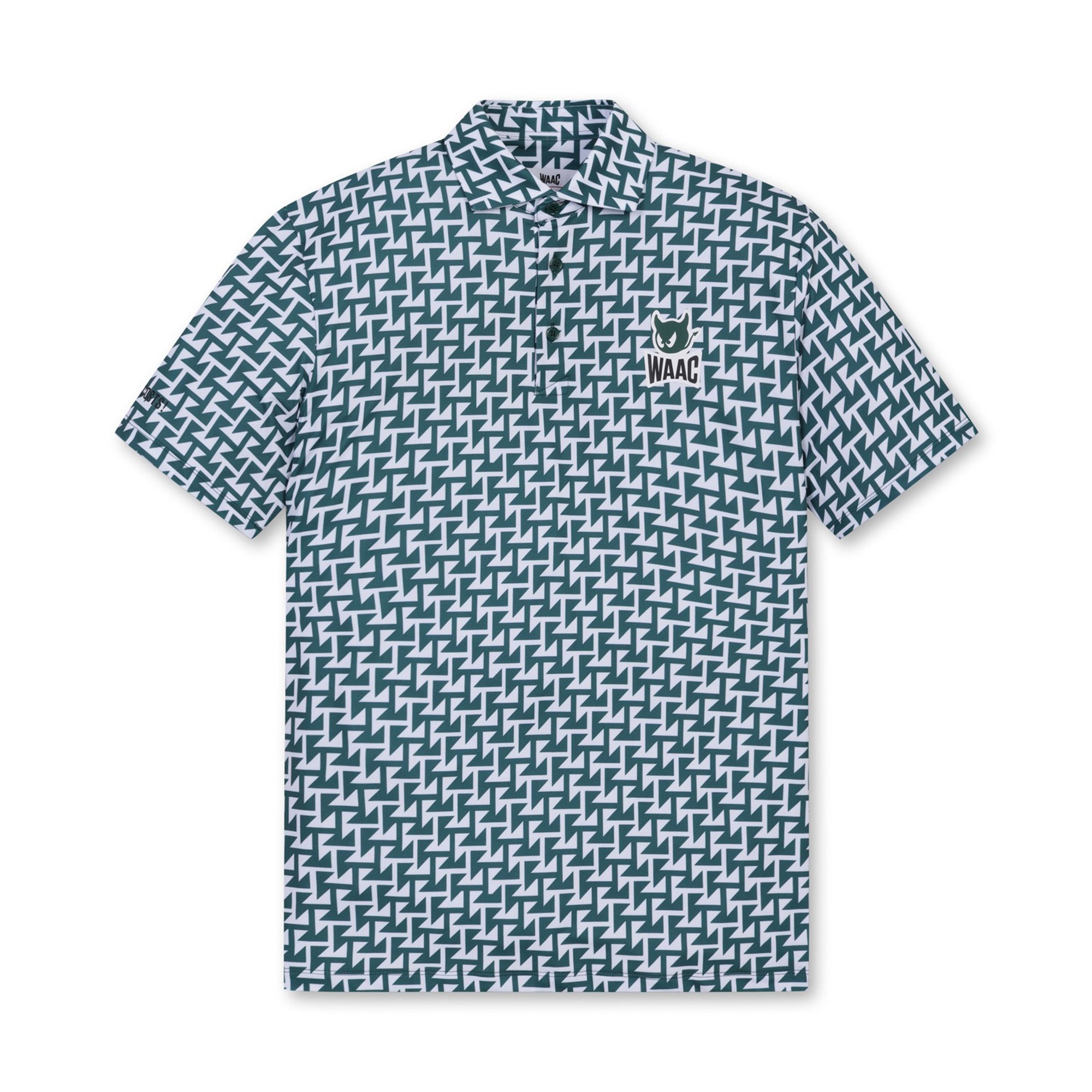 MEN ジオメトリックパターンポロシャツ グリーン