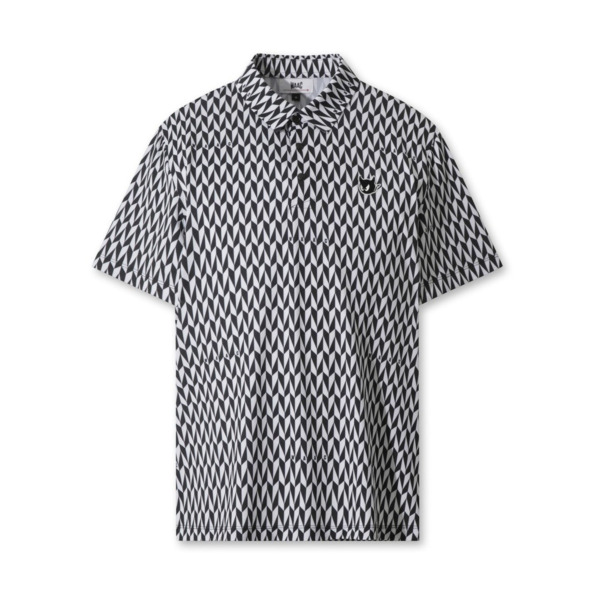 MEN ジオメトリックパターンポロシャツ ブラック
