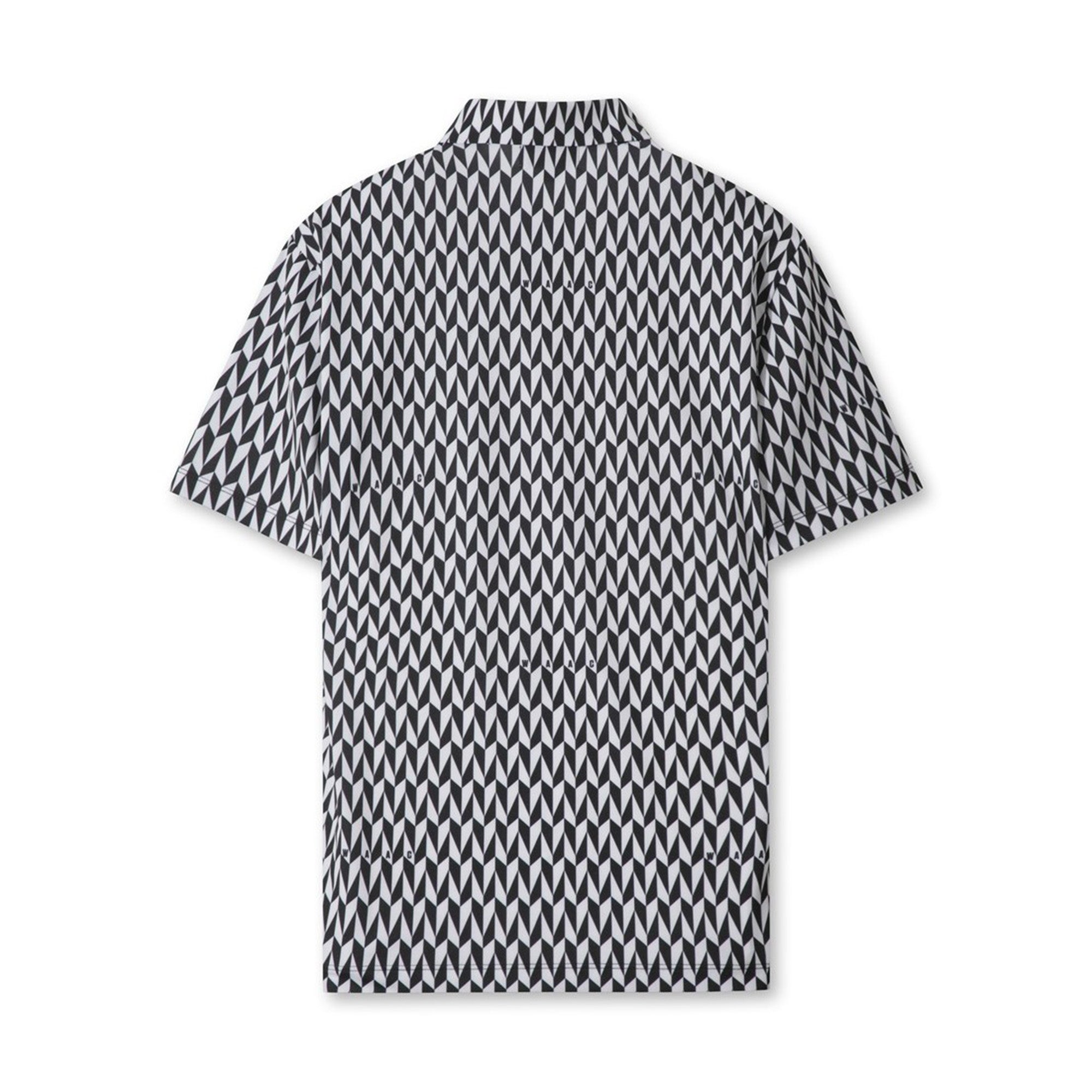 MEN ジオメトリックパターンポロシャツ ブラック