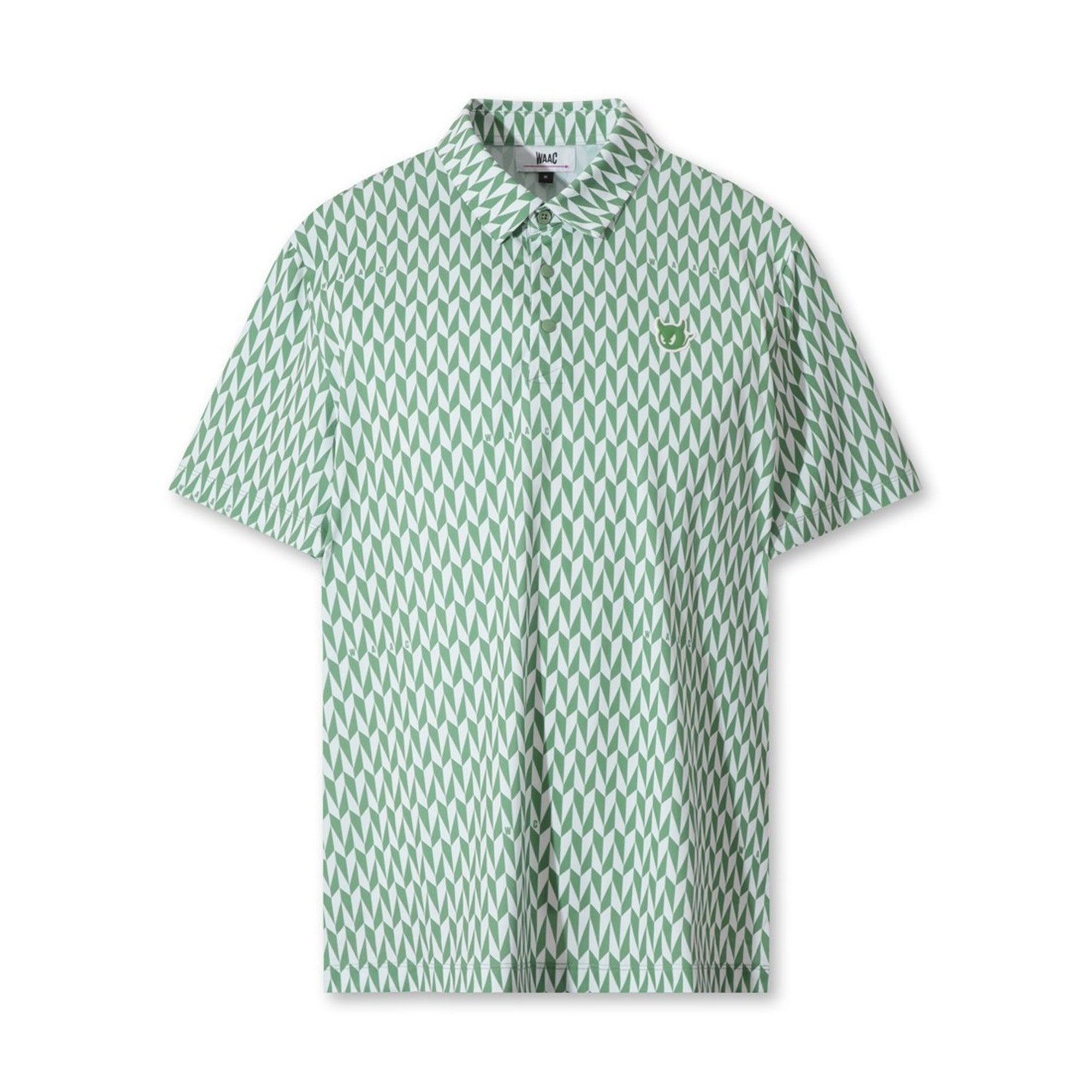 MEN ジオメトリックパターンポロシャツ カーキ