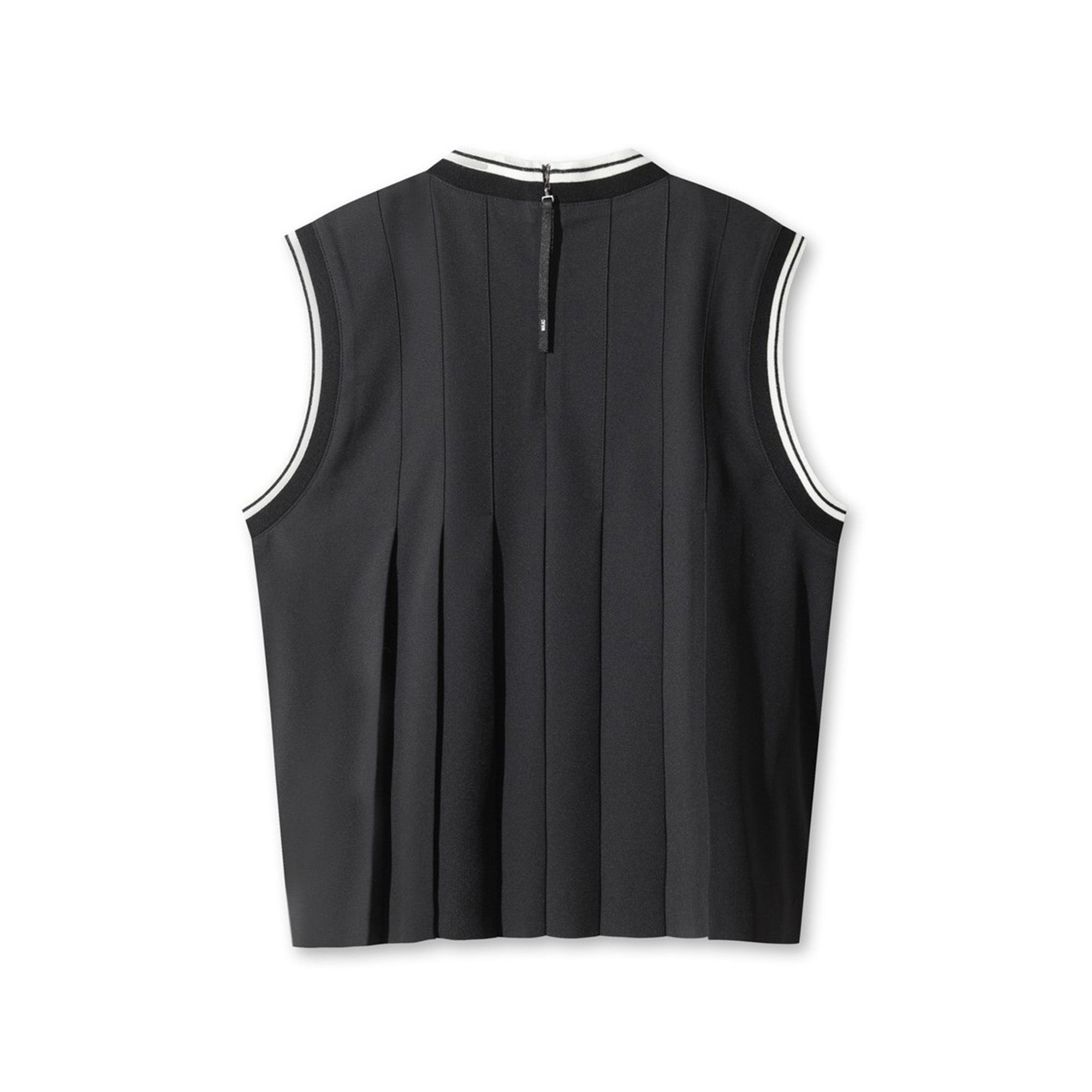 WOMEN ジャージープリーツベスト ブラック