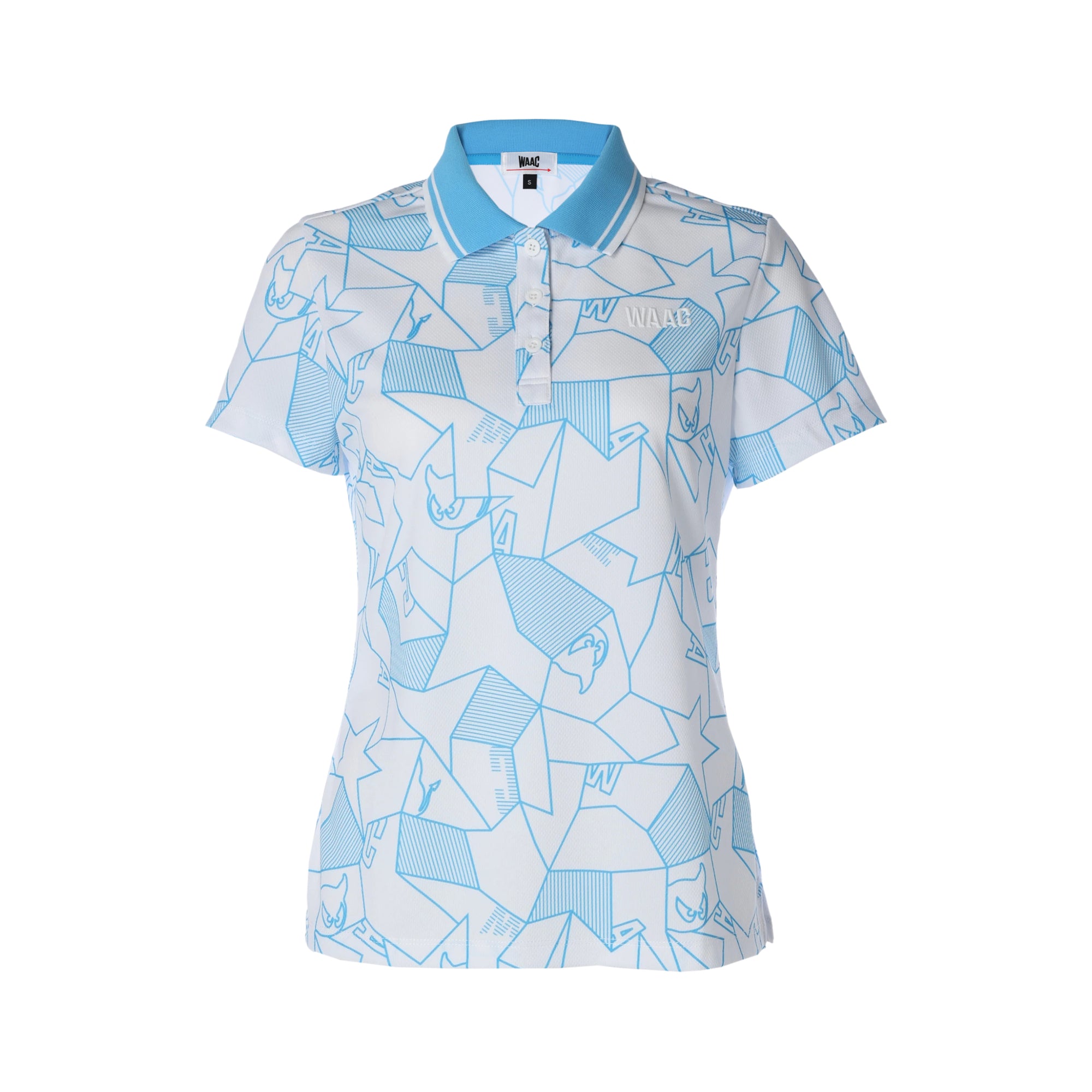 WOMEN ジオメトリックポロシャツ ライトブルー