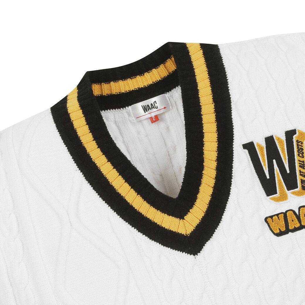 WOMEN Vネック ケーブルニットベスト ホワイト