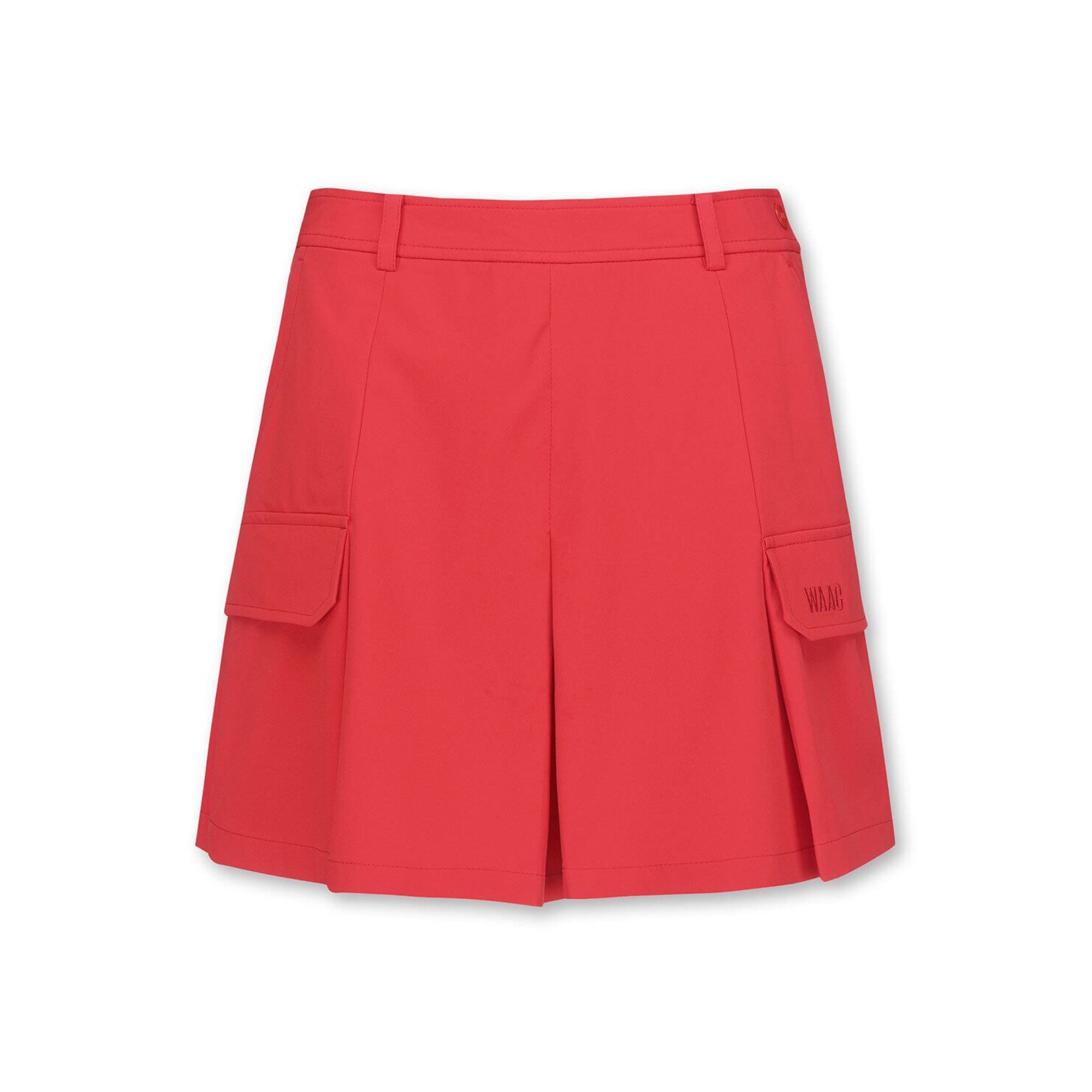 WOMEN バックプリーツショートパンツ レッド