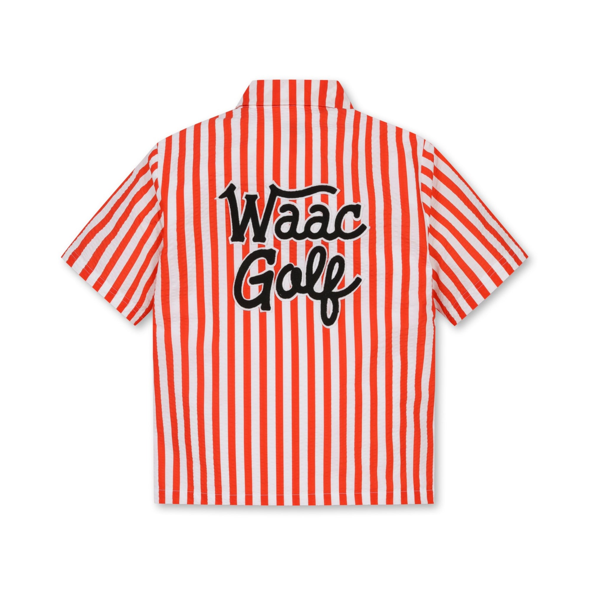 WOMEN シアサッカー ストライプシャツ レッド