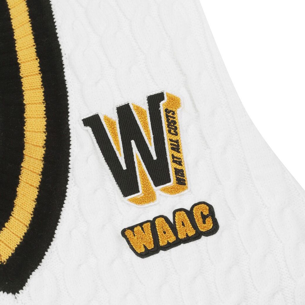 WOMEN Vネック ケーブルニットベスト ホワイト