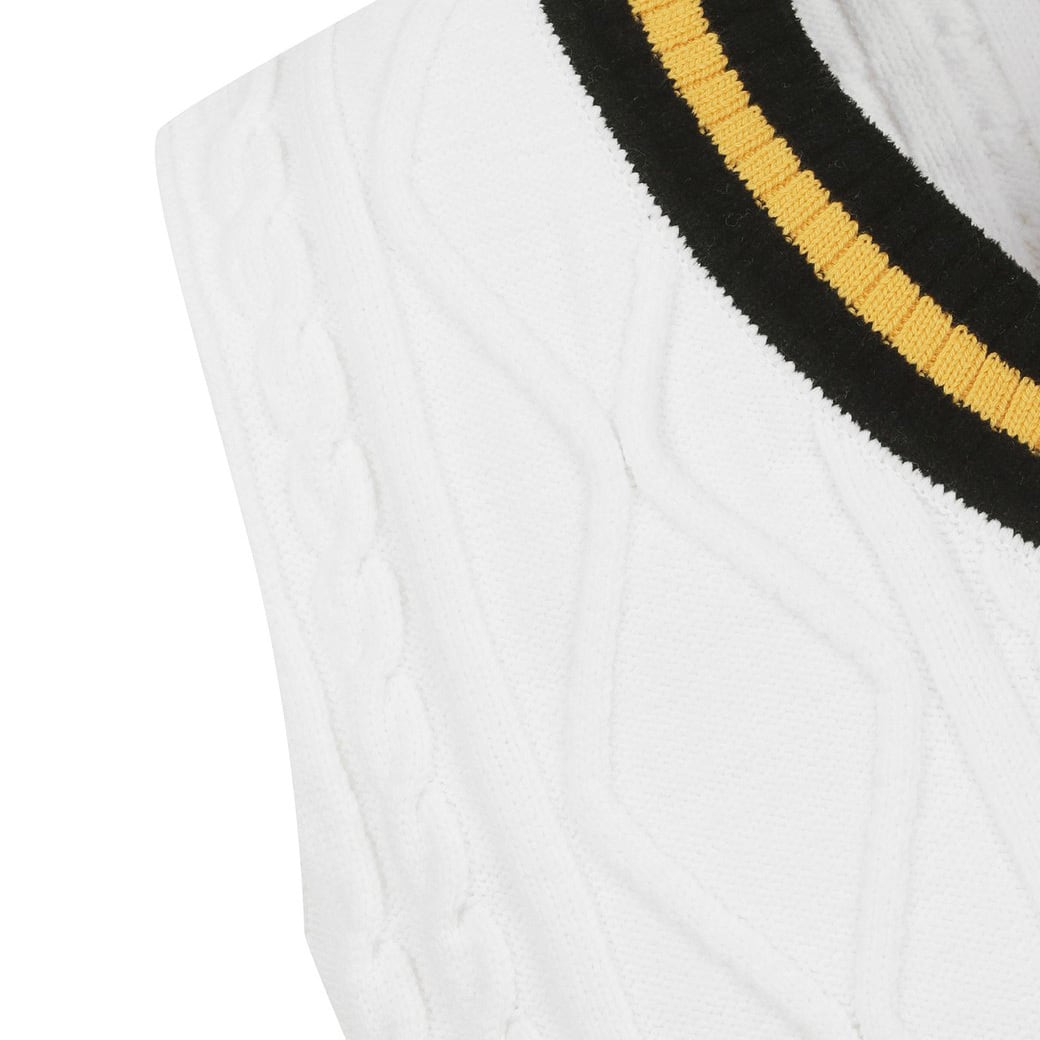 WOMEN Vネック ケーブルニットベスト ホワイト