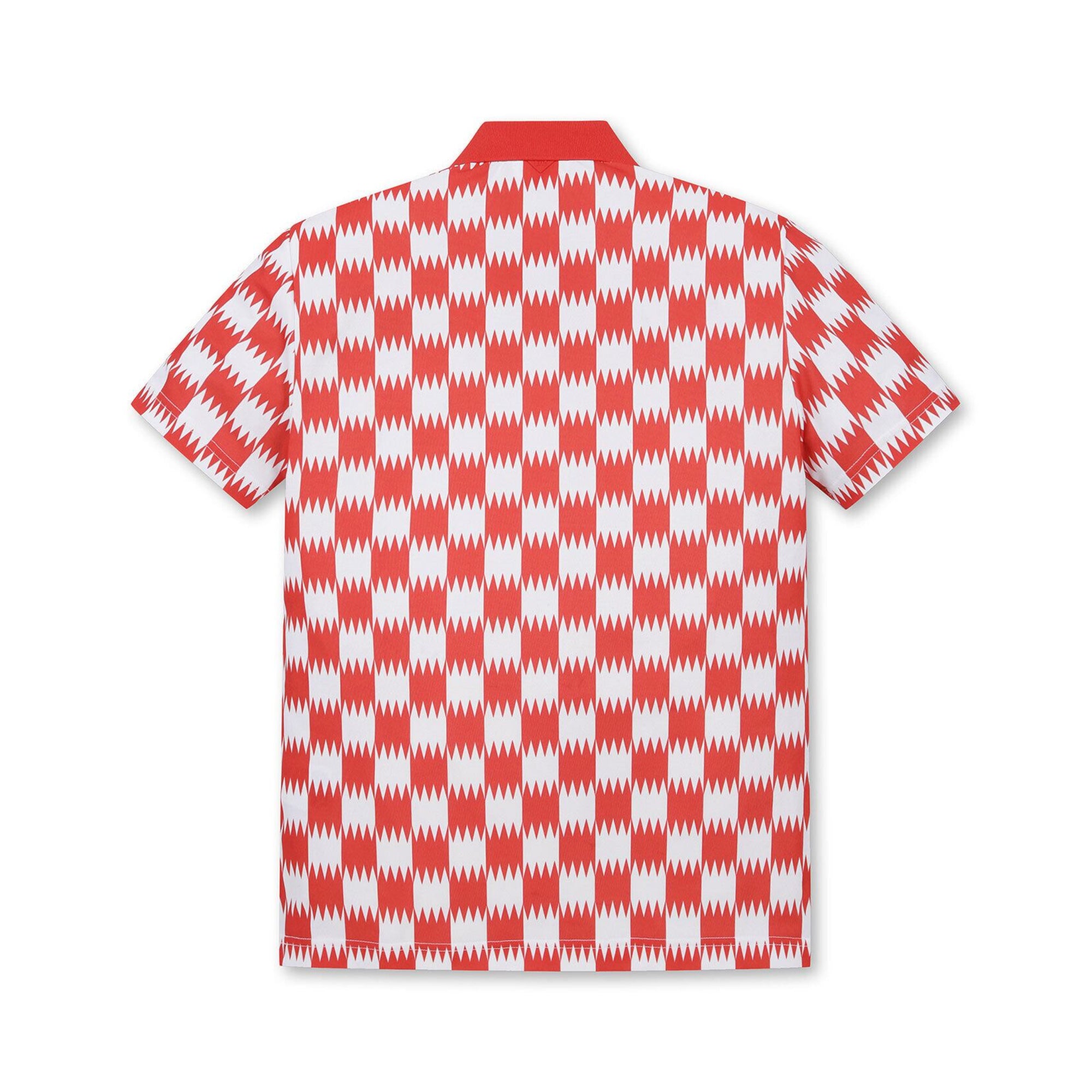 MEN チェッカーパターンポロシャツ レッド