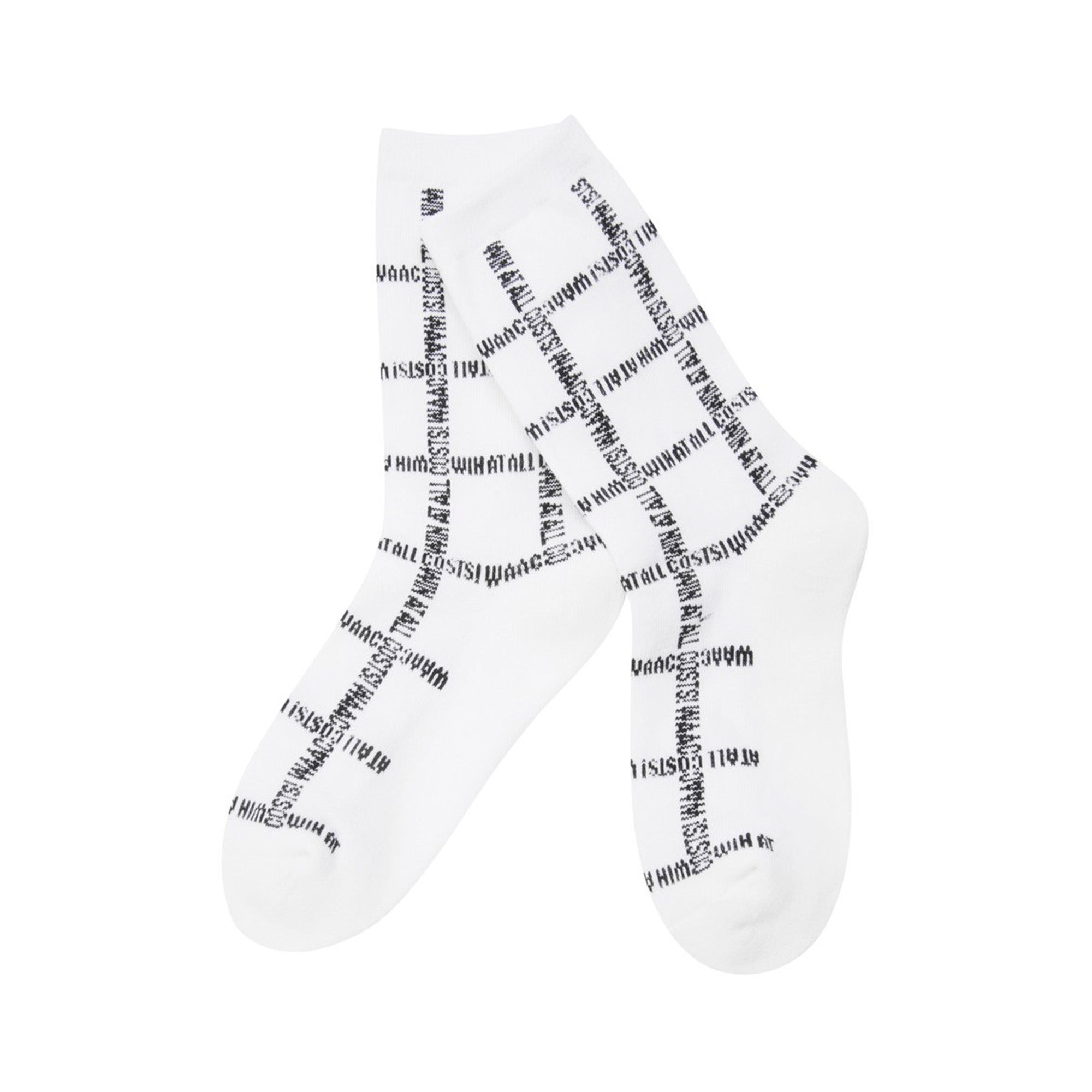 WOMEN スローガンパターンソックス ホワイト
