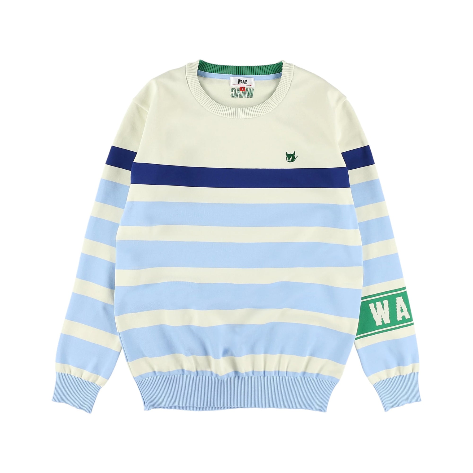 MEN マイクロスリームボーダー 長袖プルオーバー エクリュ