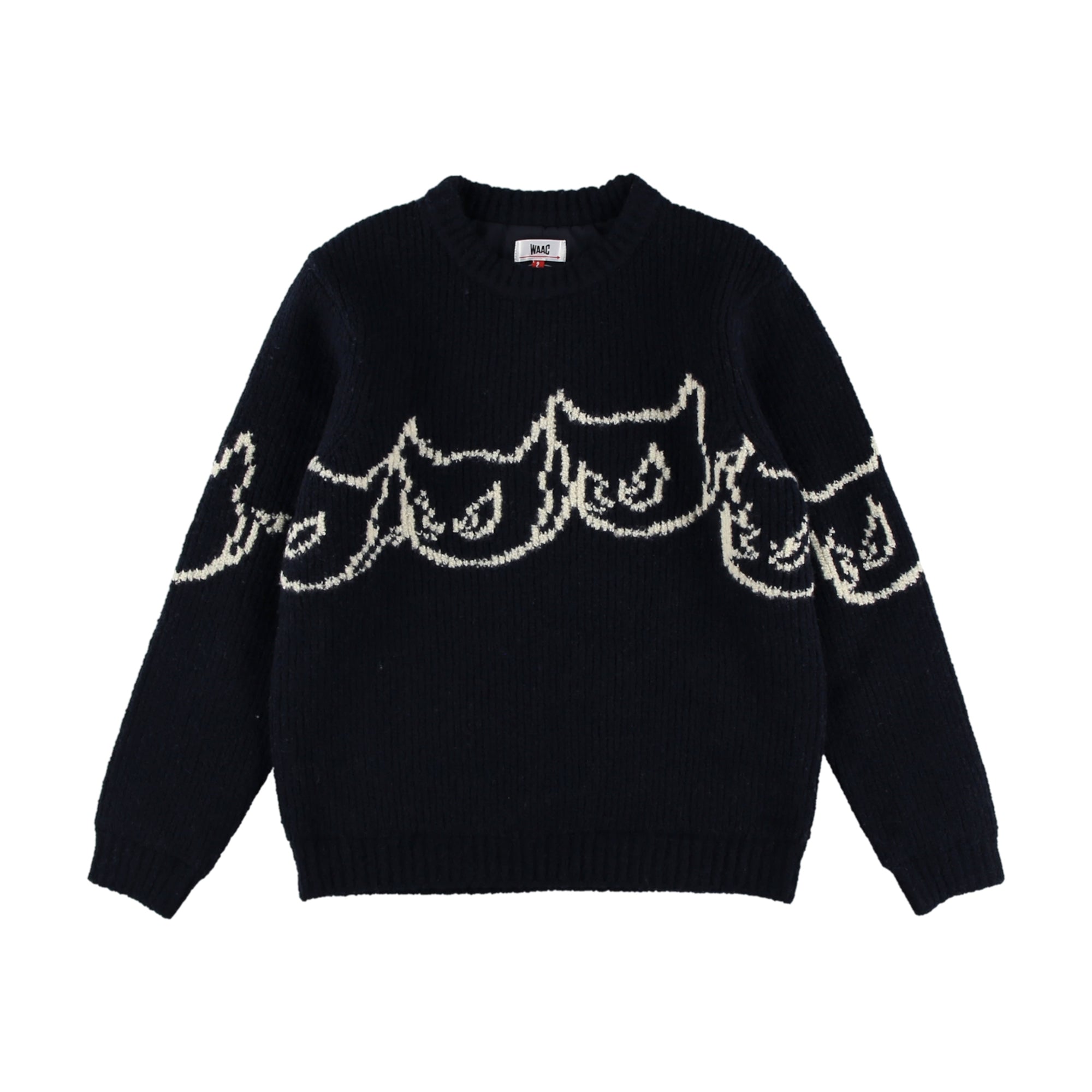 MEN ローゲージニット長袖プルオーバー ネイビー