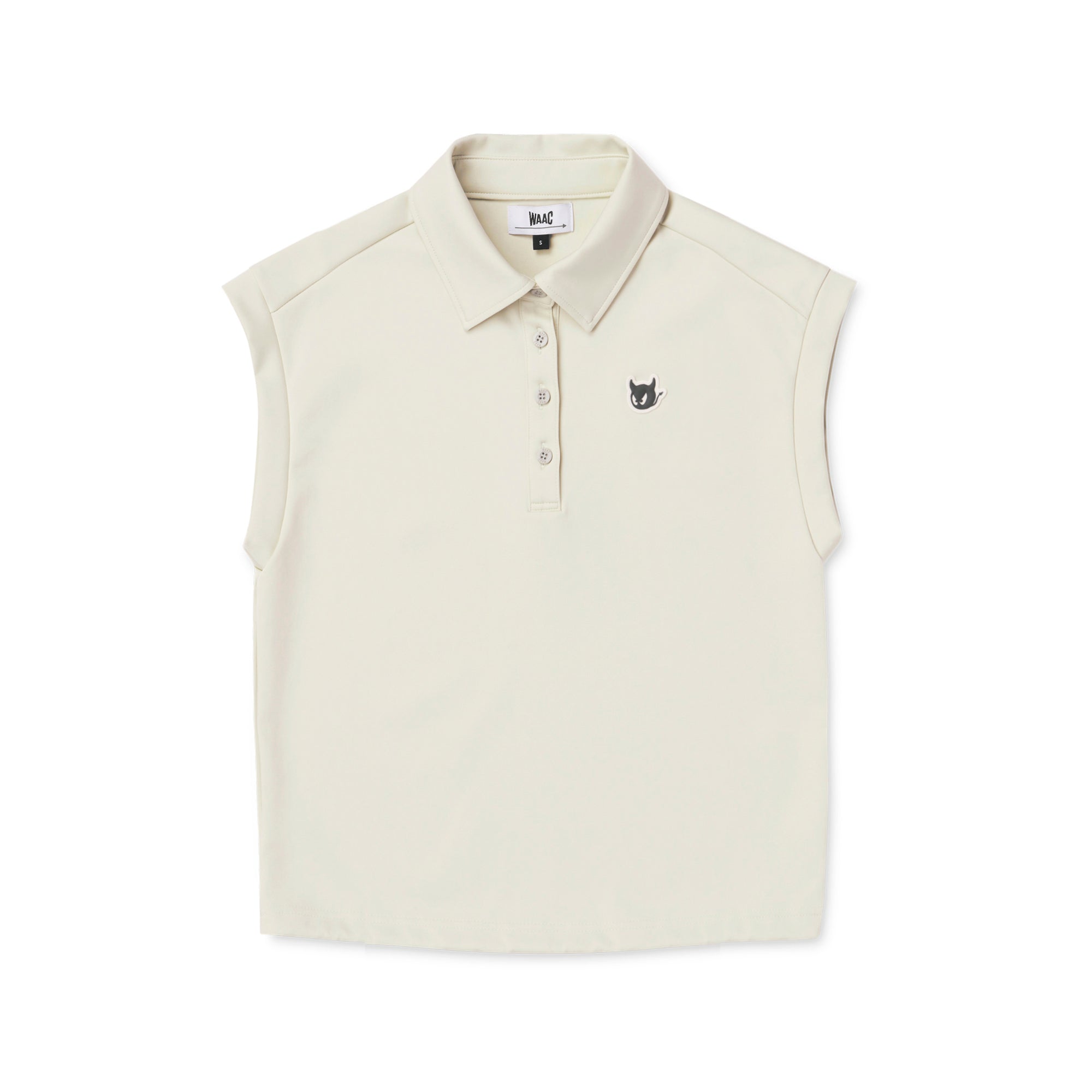 WOMEN スムースジャージースリーブレスポロ アイボリー