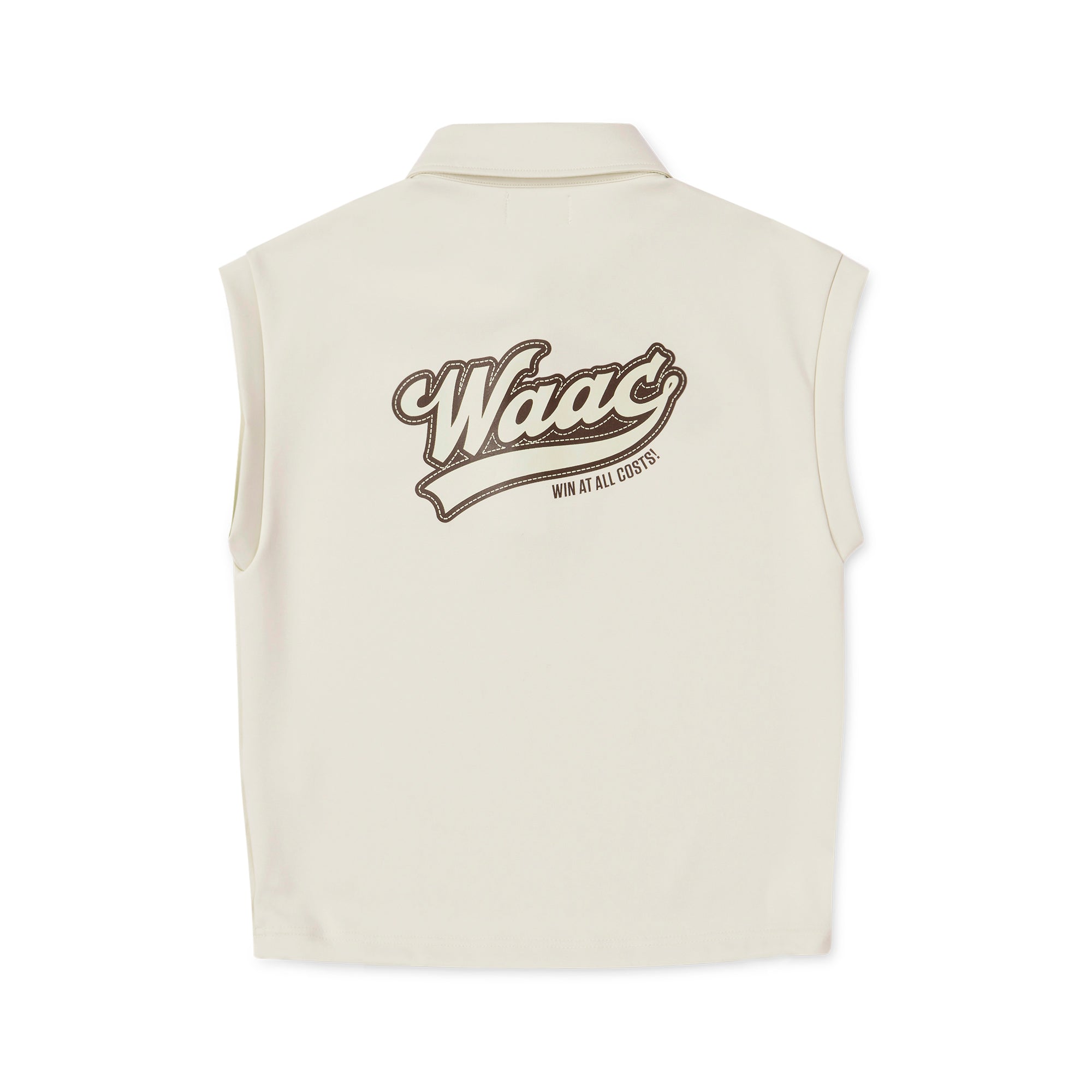 WOMEN スムースジャージースリーブレスポロ アイボリー