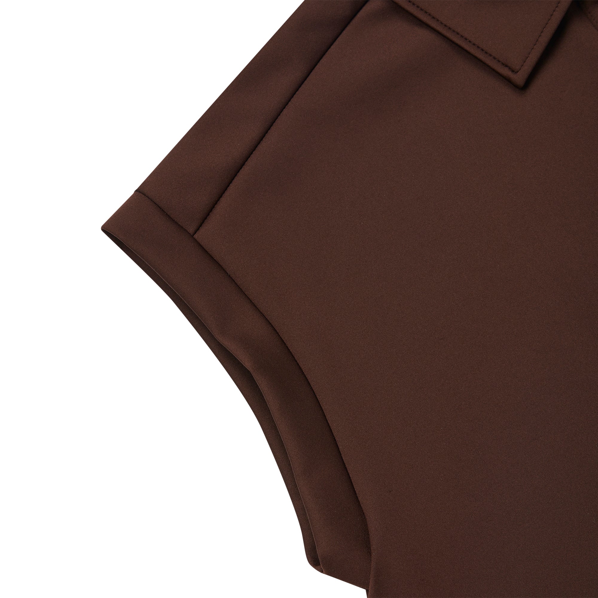 WOMEN スムースジャージースリーブレスポロ ブラウン