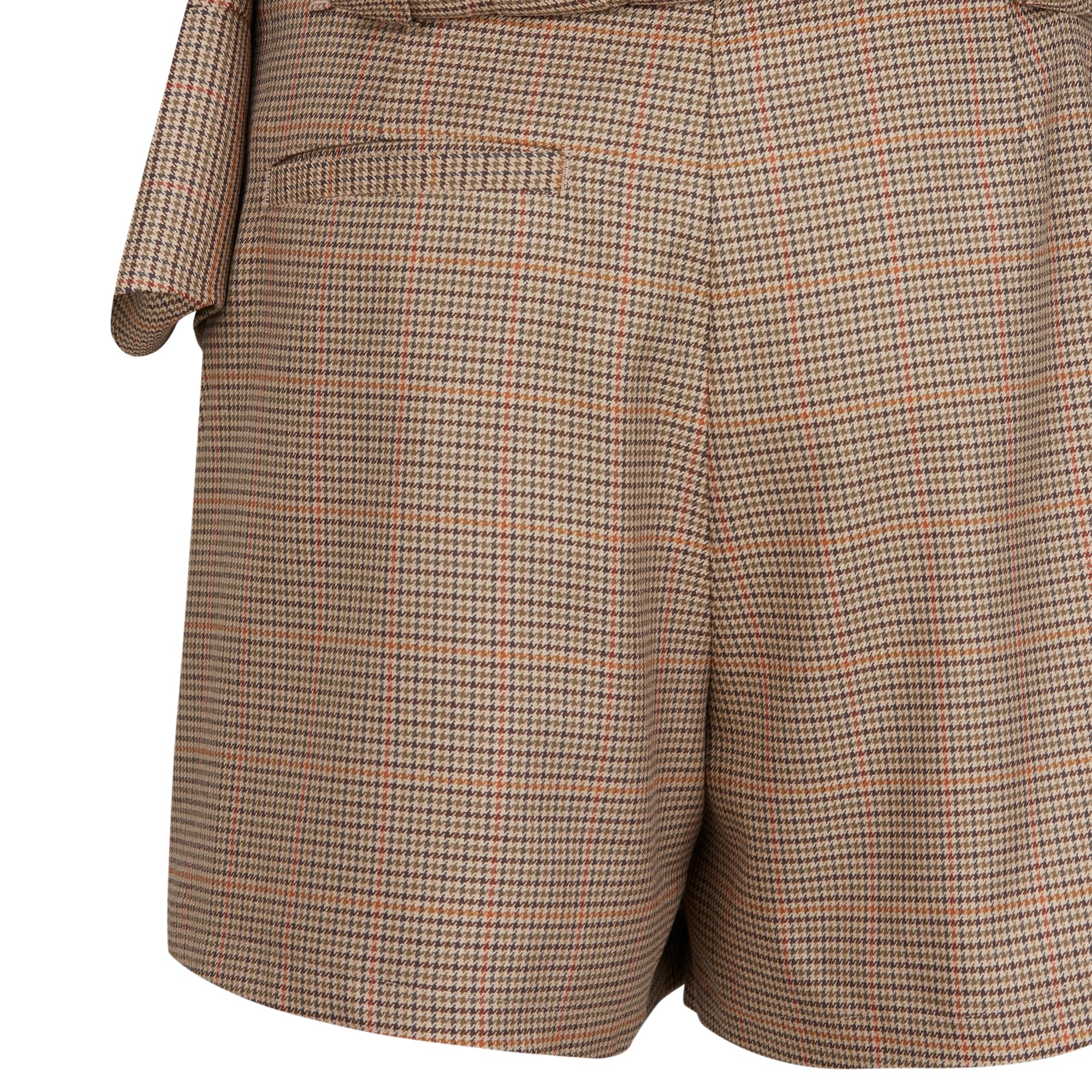 WOMEN チェックプリーツラップショートパンツ カーキ