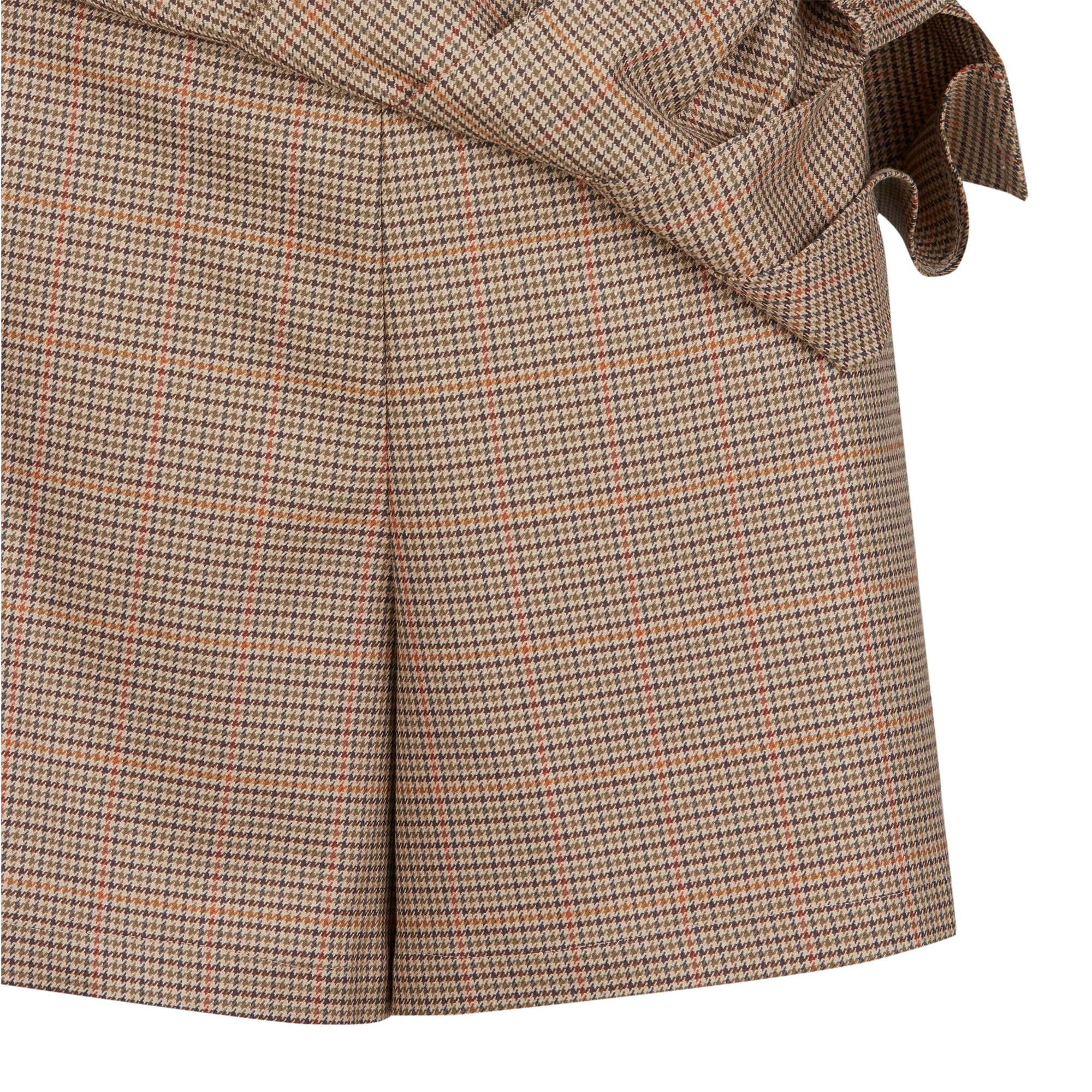 WOMEN チェックプリーツラップショートパンツ カーキ