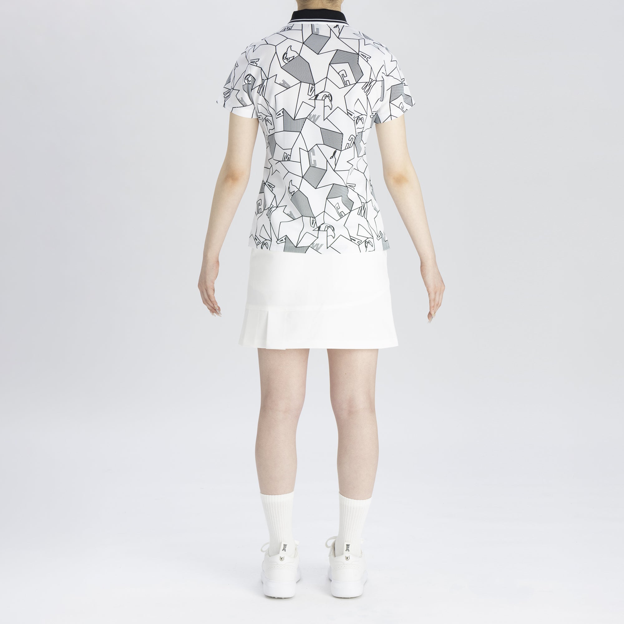 WOMENS WAACKYジオメトリック 半袖ポロシャツ ライトブルー/072242080