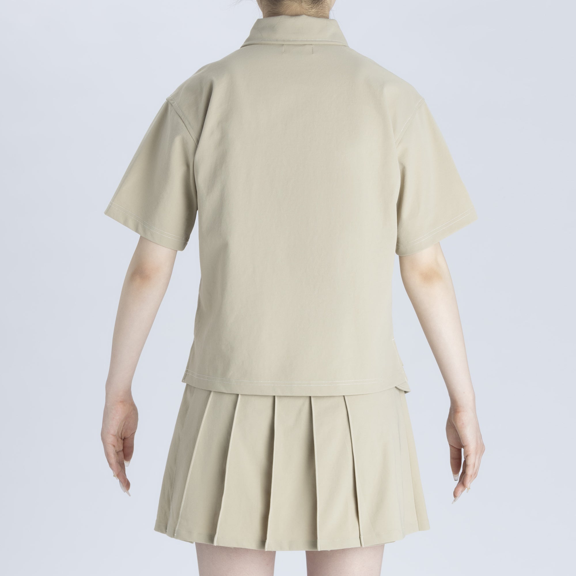 WOMENS デニムライク2WAY 半袖シャツ ベージュ/072242070