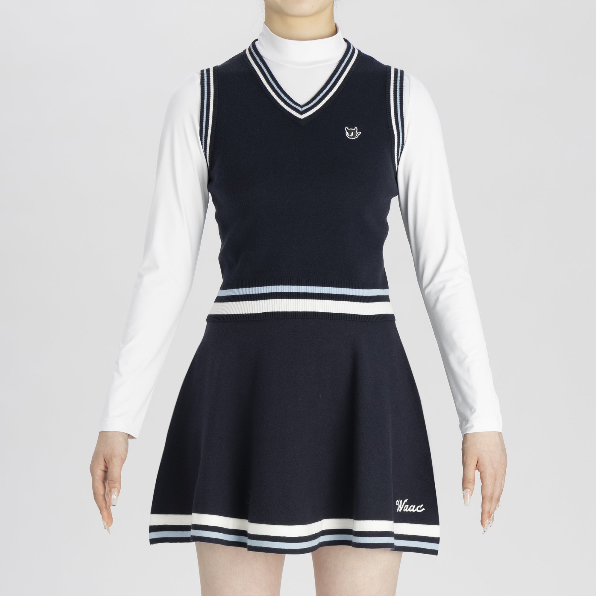 WOMENS カラーラインニットベスト ネイビー/072242780
