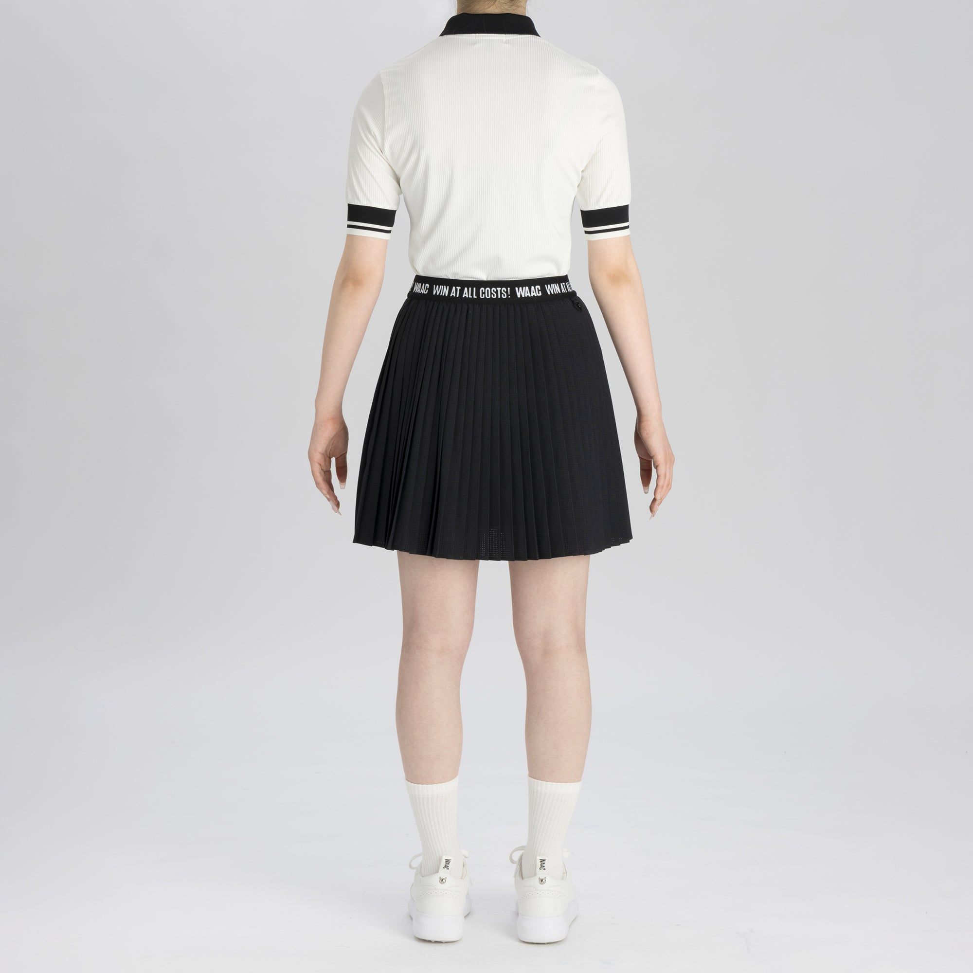 WOMENS ワイドリブ半袖ポロシャツ ブラック/072242083