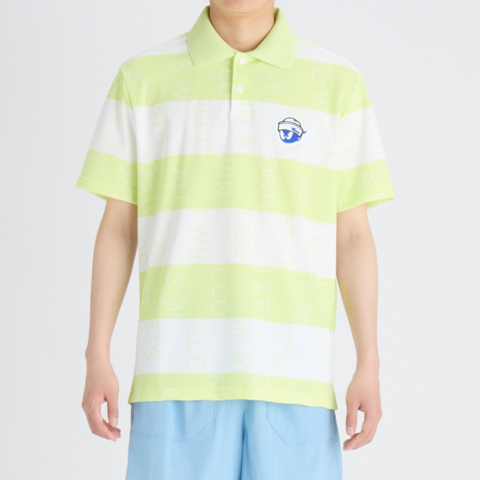 MENS ロゴマリンボーダー 半袖ポロシャツ ロイヤルブルー/072242041