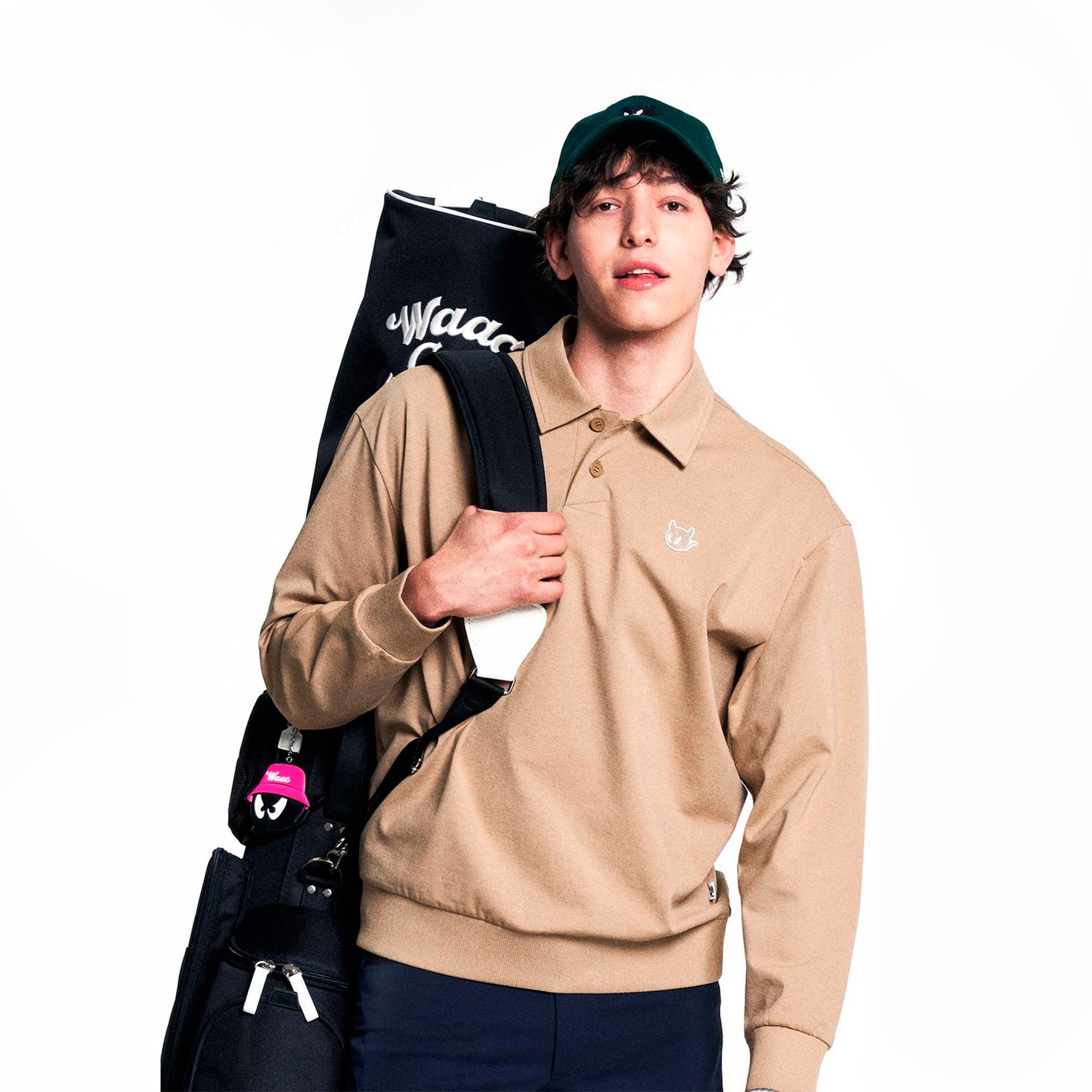 【WEB限定】MEN WAACKYスウェットポロシャツ ベージュ