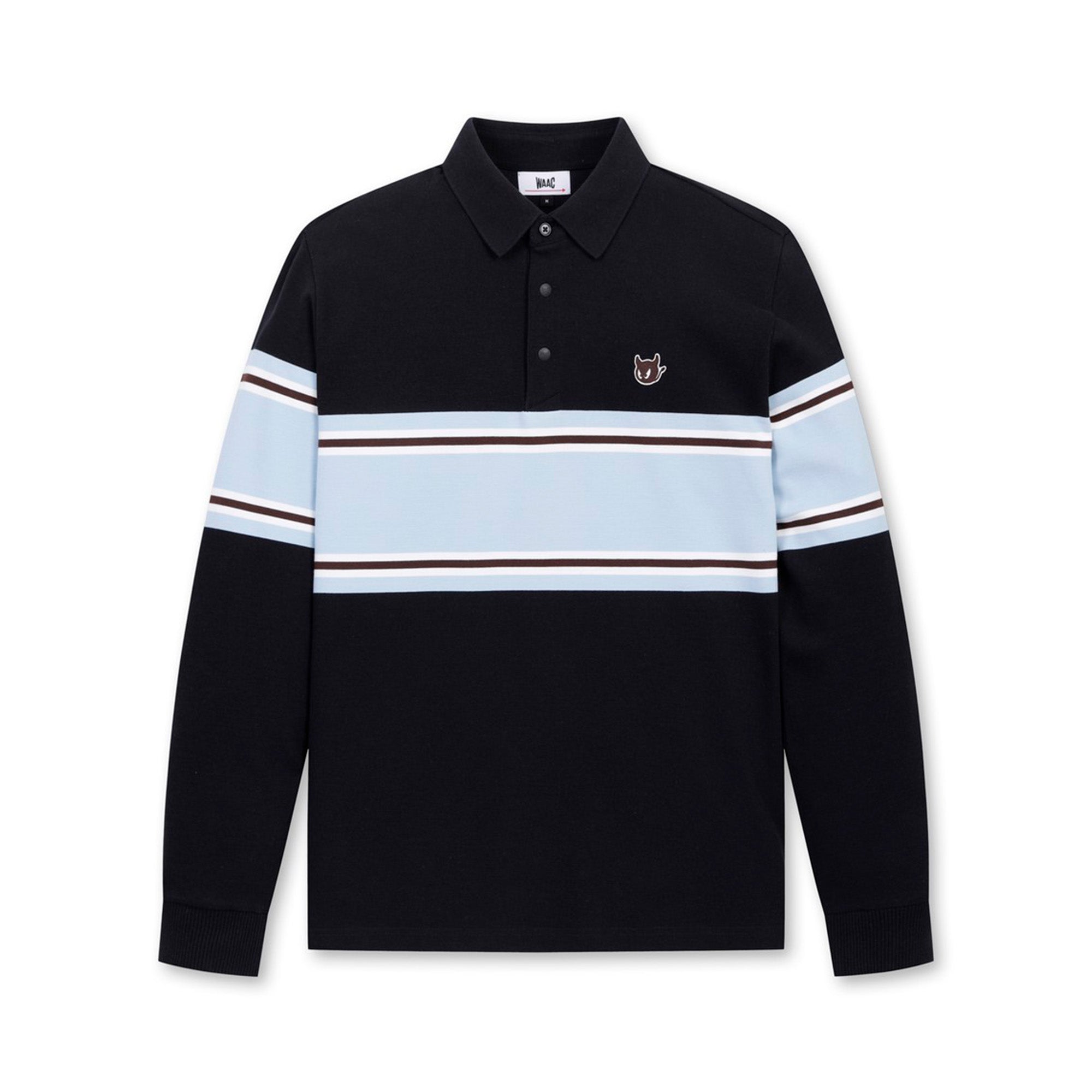 MEN カラーブロックスウェットポロシャツ ネイビー