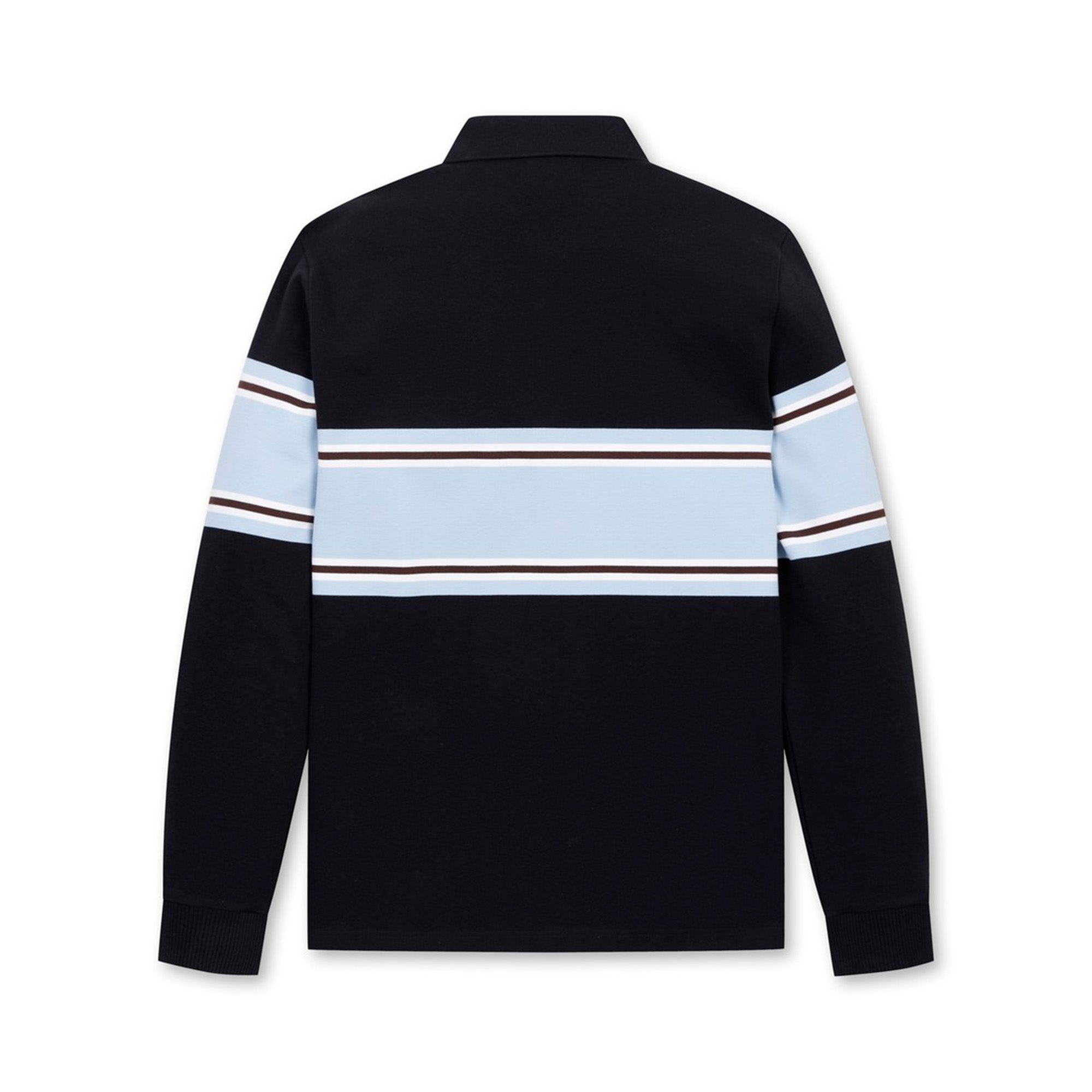 MEN カラーブロックスウェットポロシャツ ネイビー