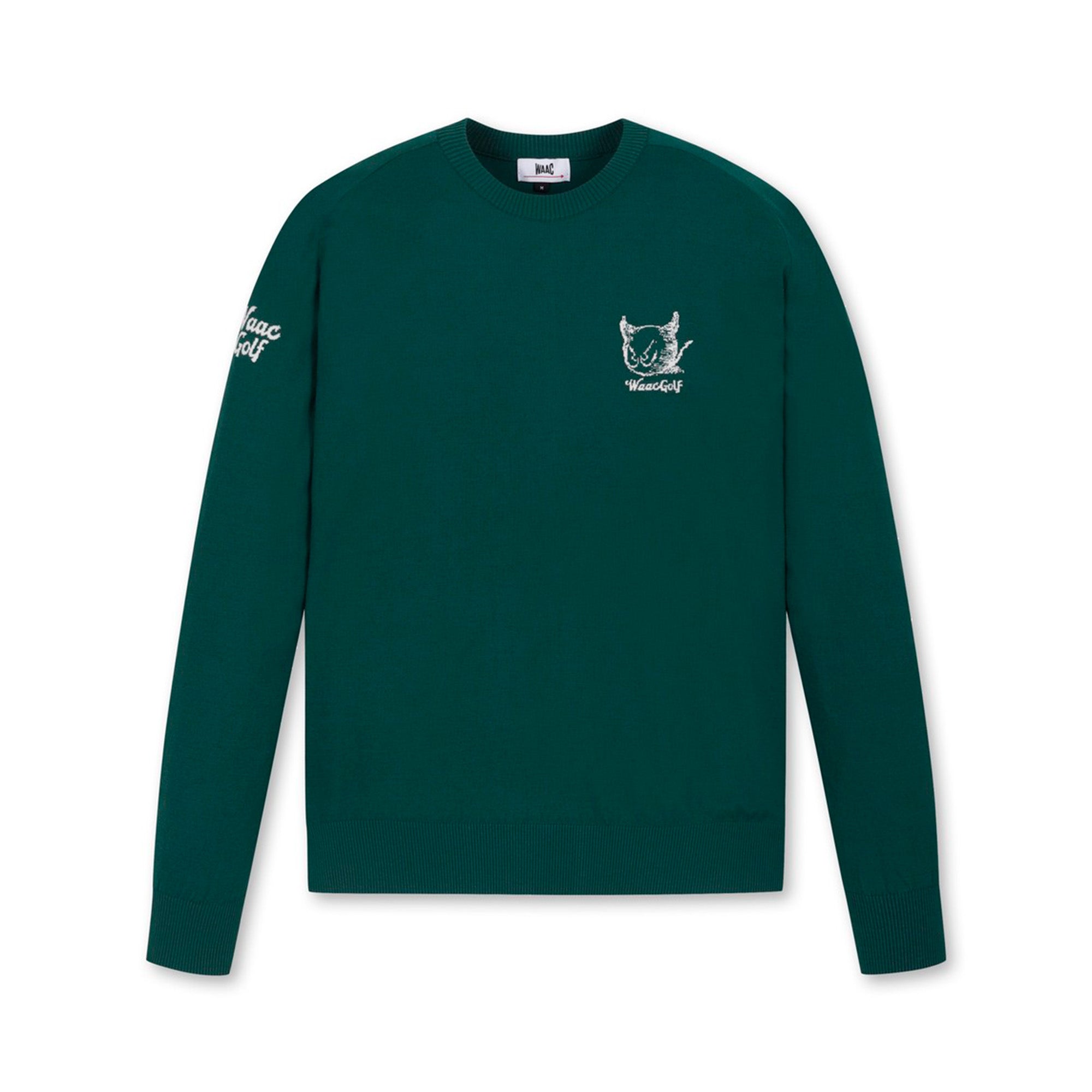 【25SS 新作|WEB限定】MEN DRAWING WAACKYクルーネックニット ダークグリーン