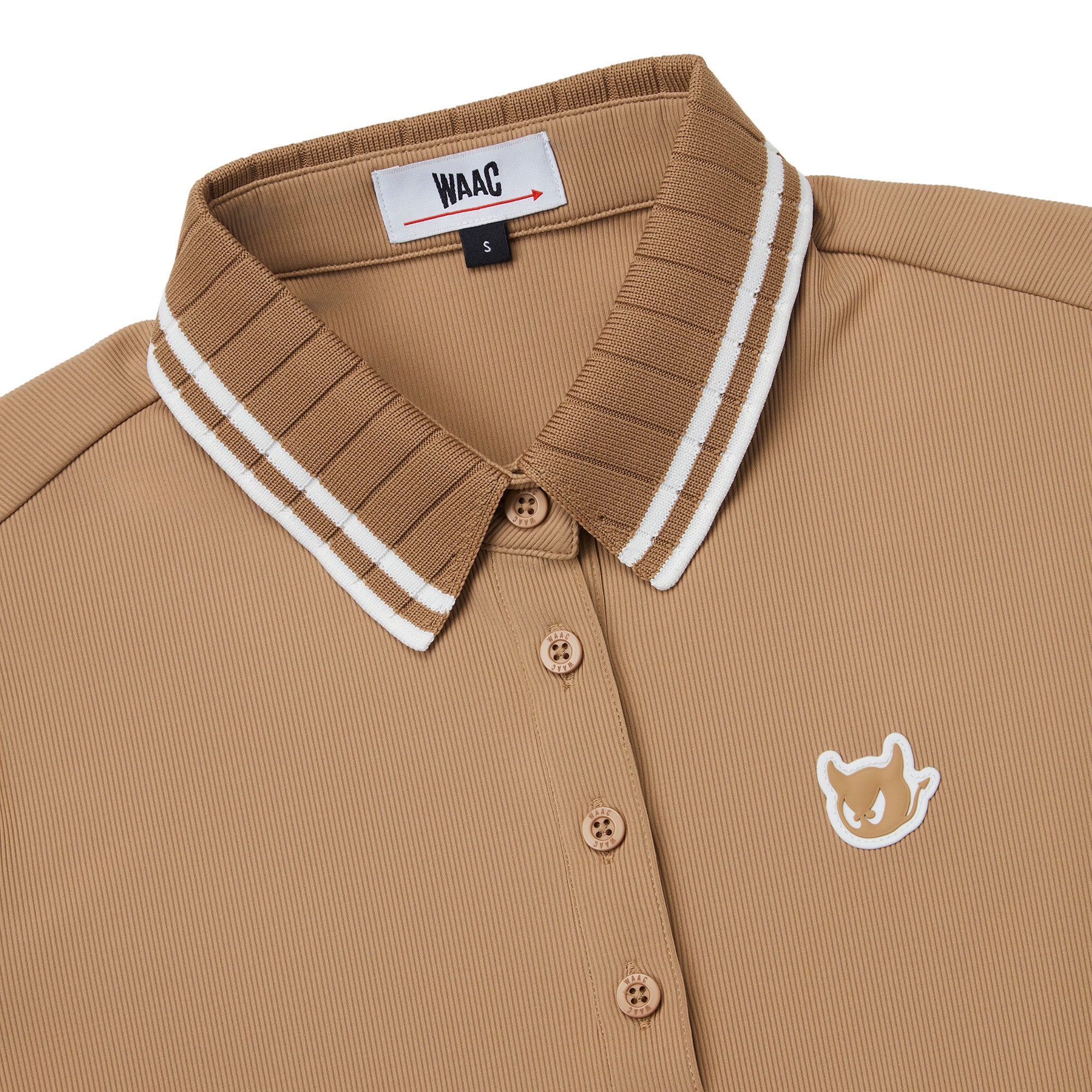 WOMEN リブポロシャツ バーガンディ