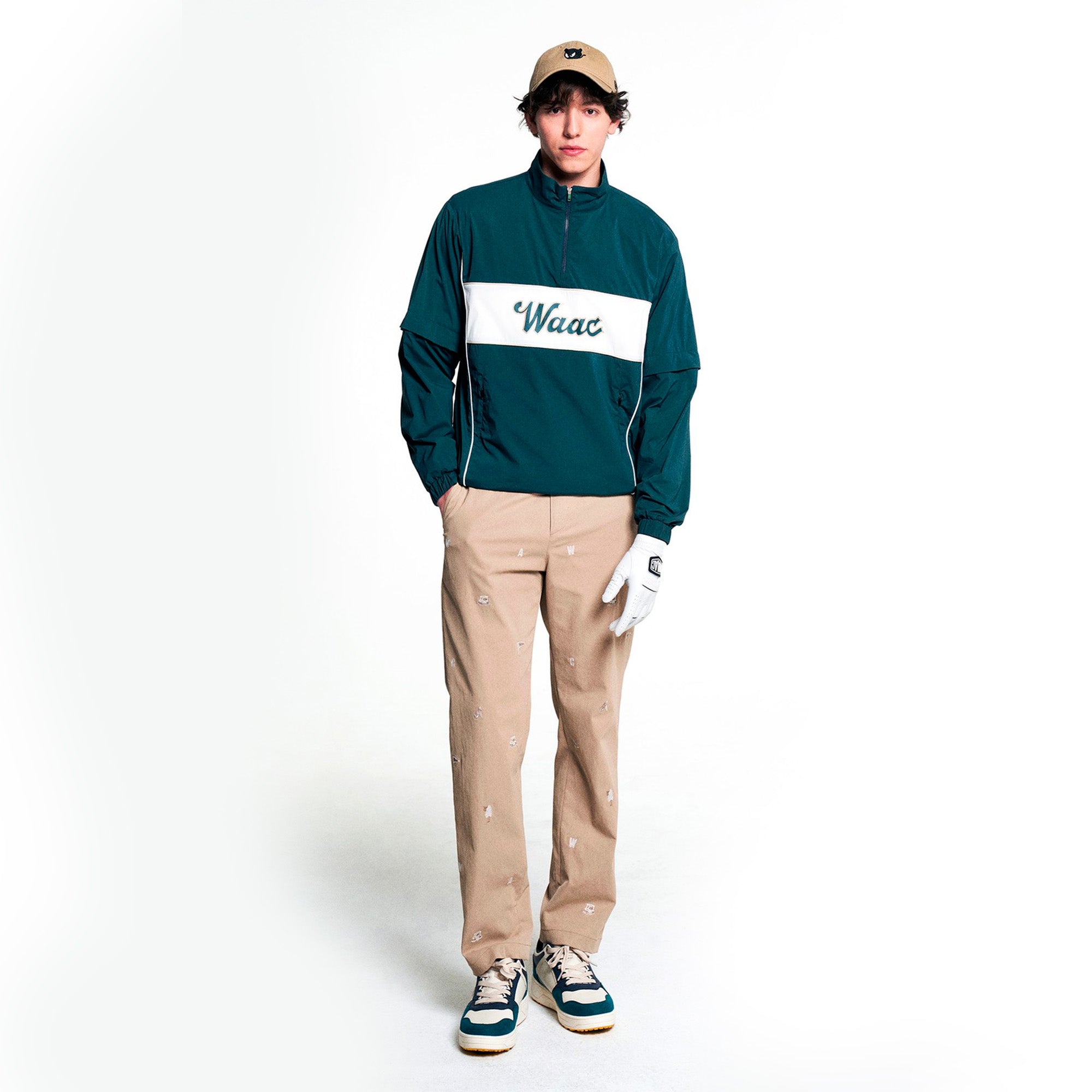 MEN ロゴエンブロイダリーパンツ ベージュ