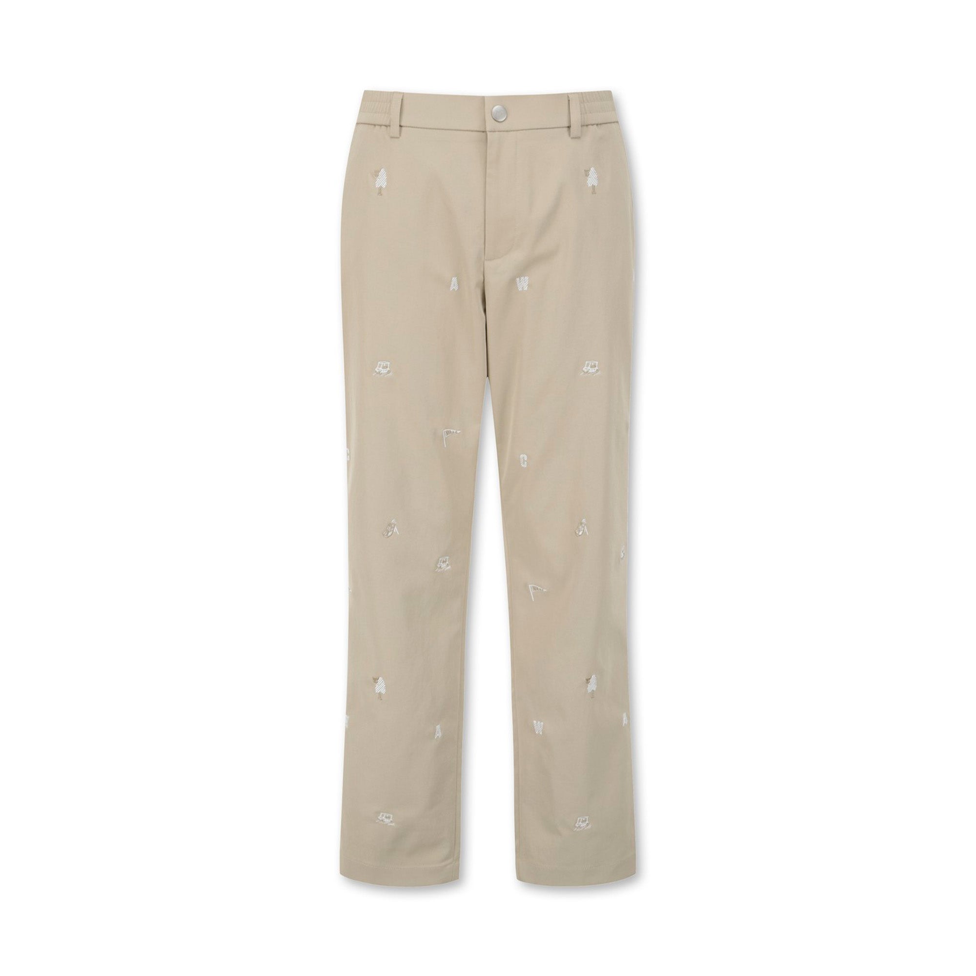 MEN ロゴエンブロイダリーパンツ ベージュ