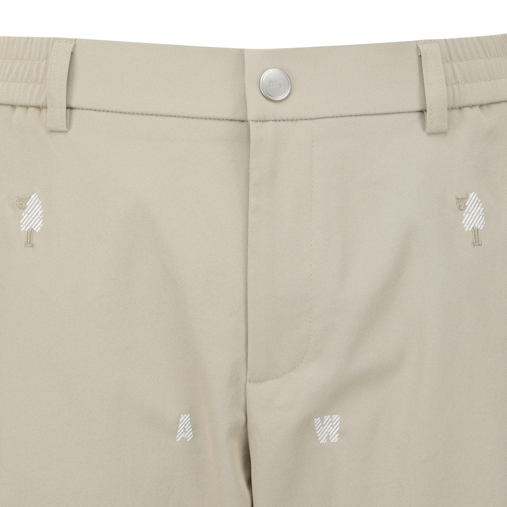 MEN ロゴエンブロイダリーパンツ ベージュ