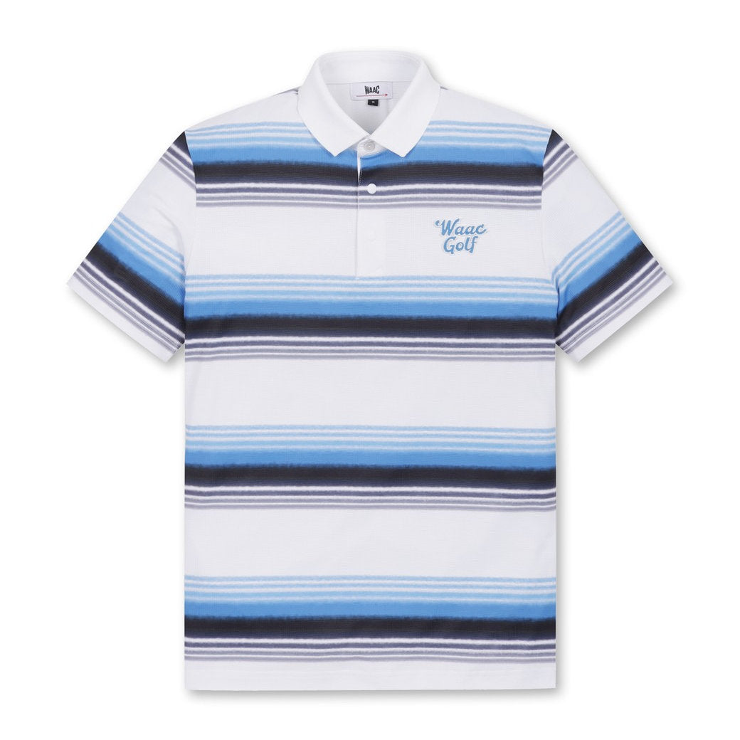 【WEB限定】MEN ボーダーポロシャツ ターコイズ