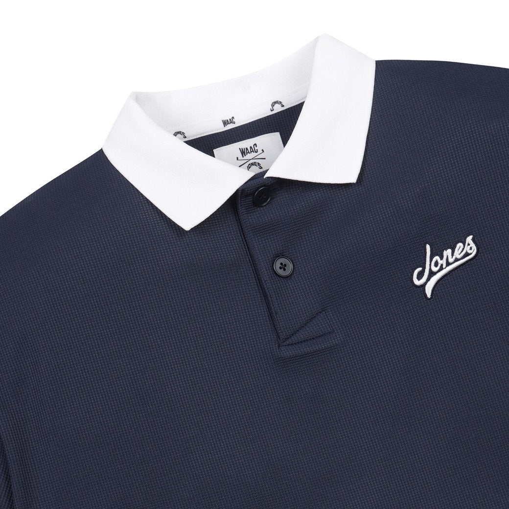 【WAAC X JONES】MEN ルーズフィットポロシャツ ネイビー