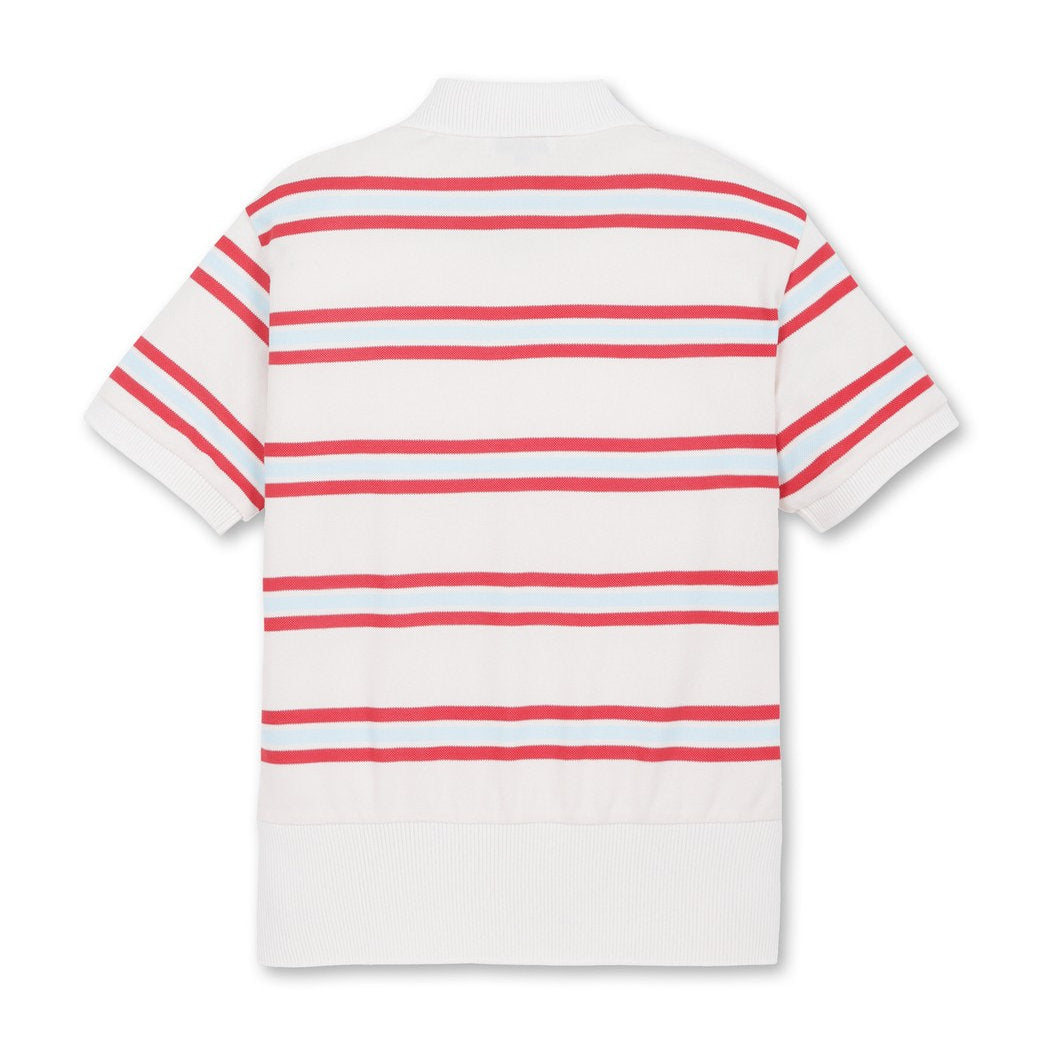 WOMEN ルーズフィットボーダーポロシャツ アイボリー