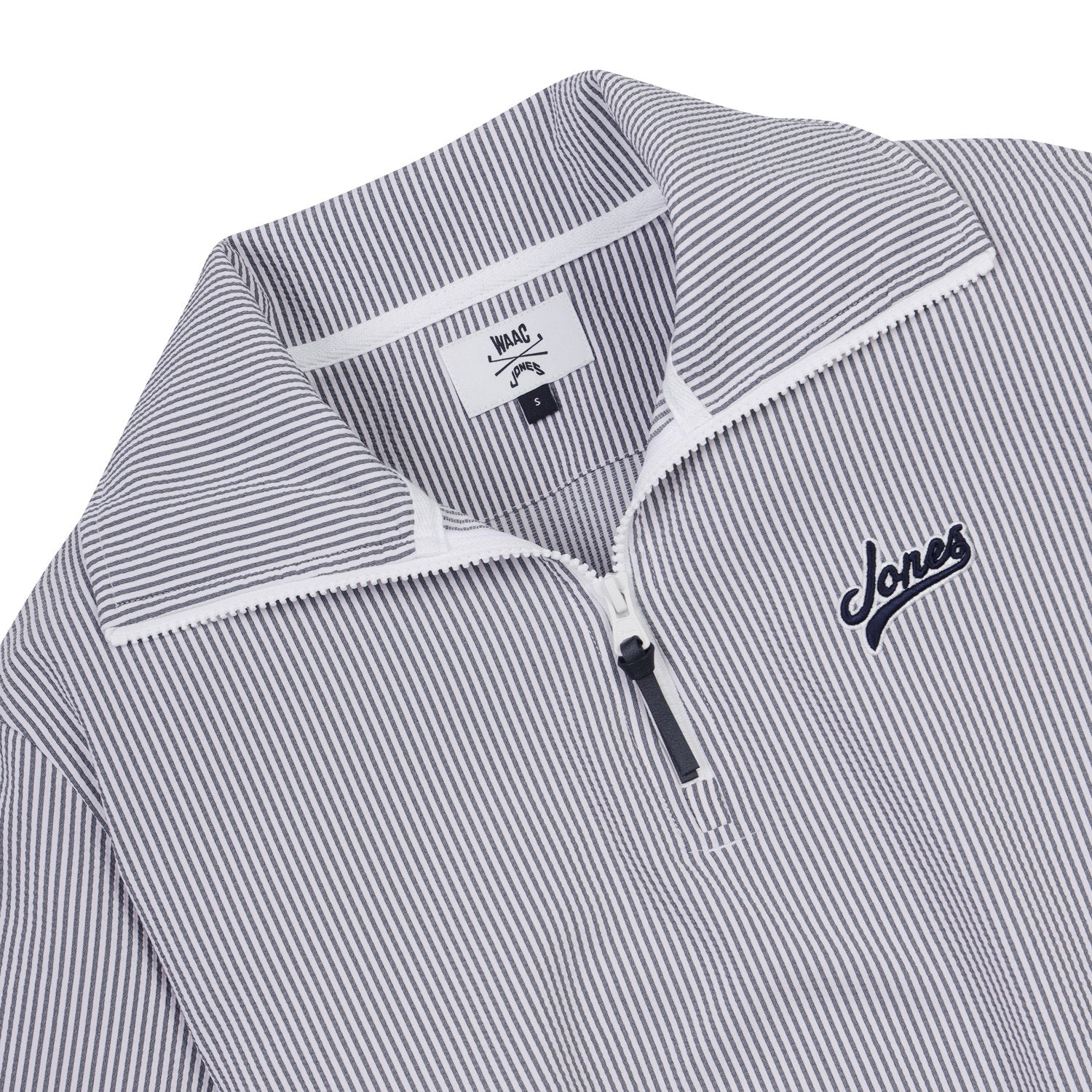 【25SS 新作|WAAC X JONES】WOMEN シアサッカーハーフジップトップス ホワイト