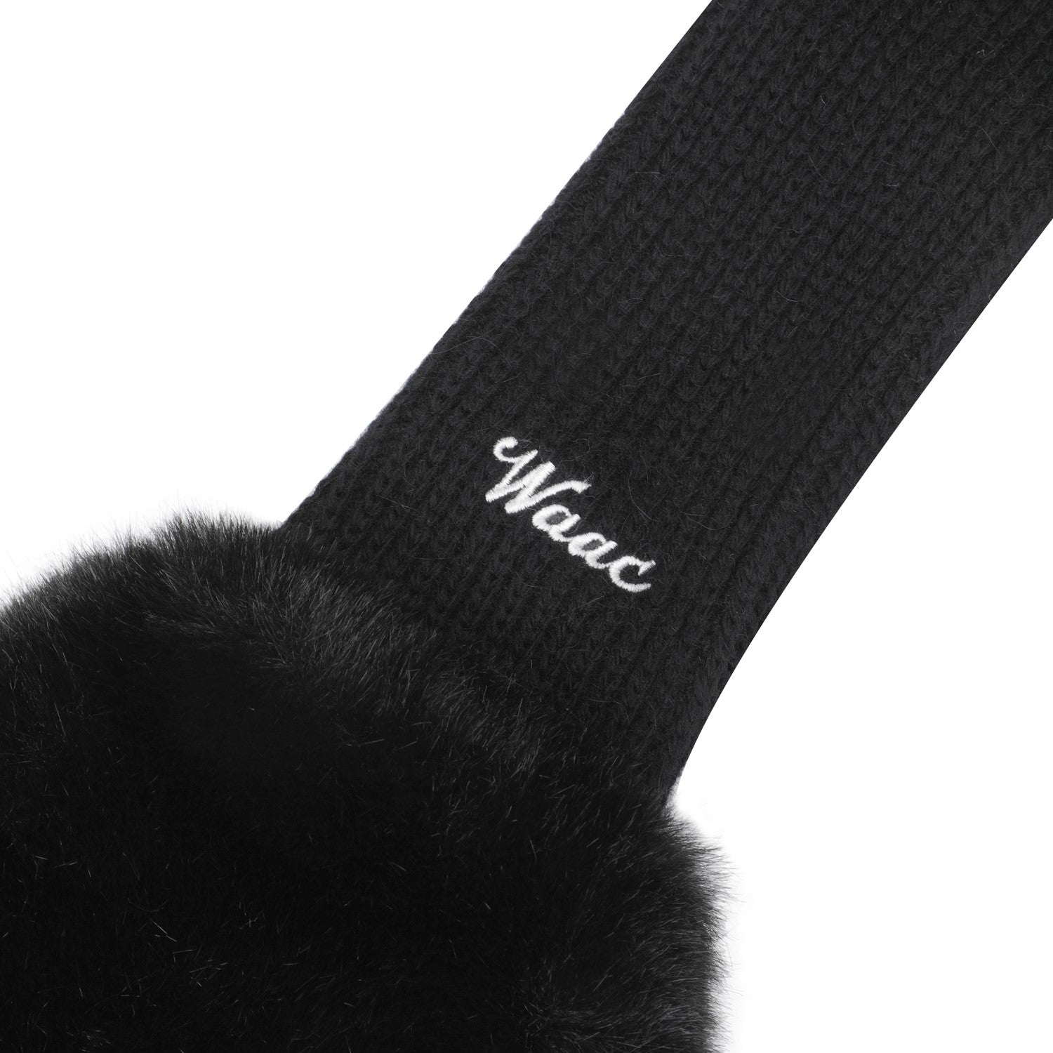 WOMEN リボンファーイヤーウォーマー ブラック