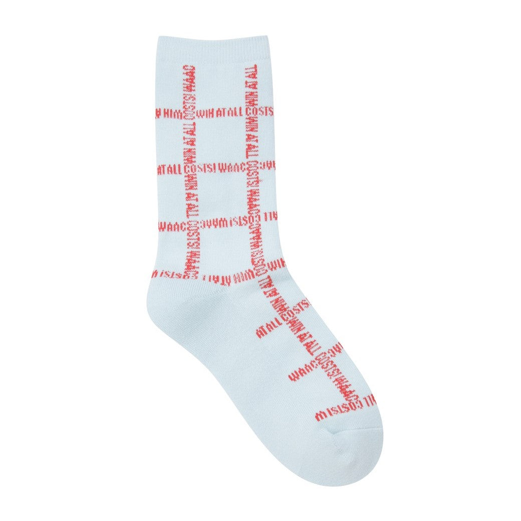 WOMEN スローガンパターンソックス ライトブルー