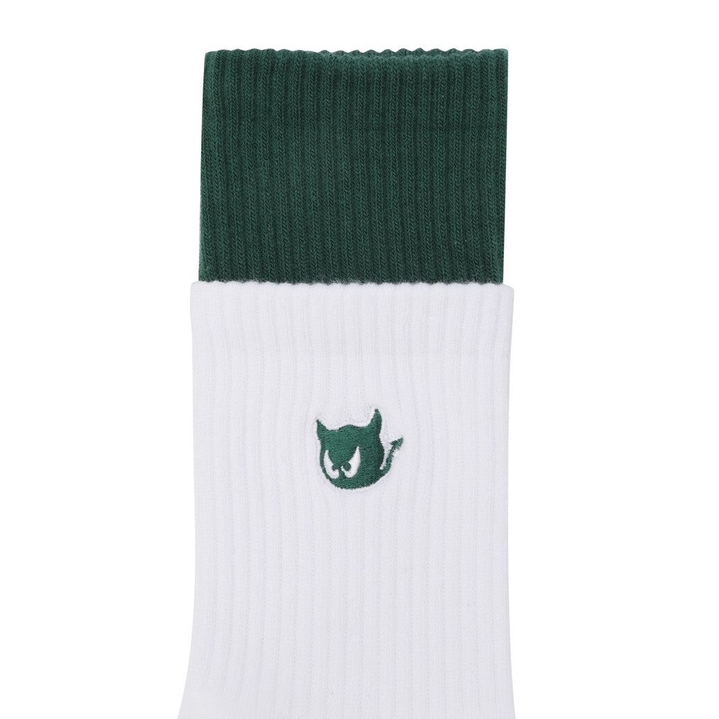 WOMEN ダブルカフ ミドルソックス グリーン