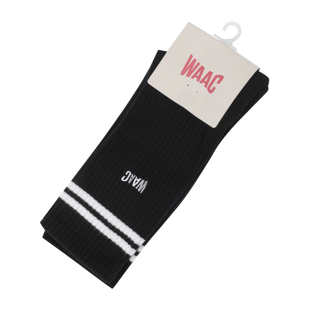 MEN ストライプ ミドルソックス ブラック