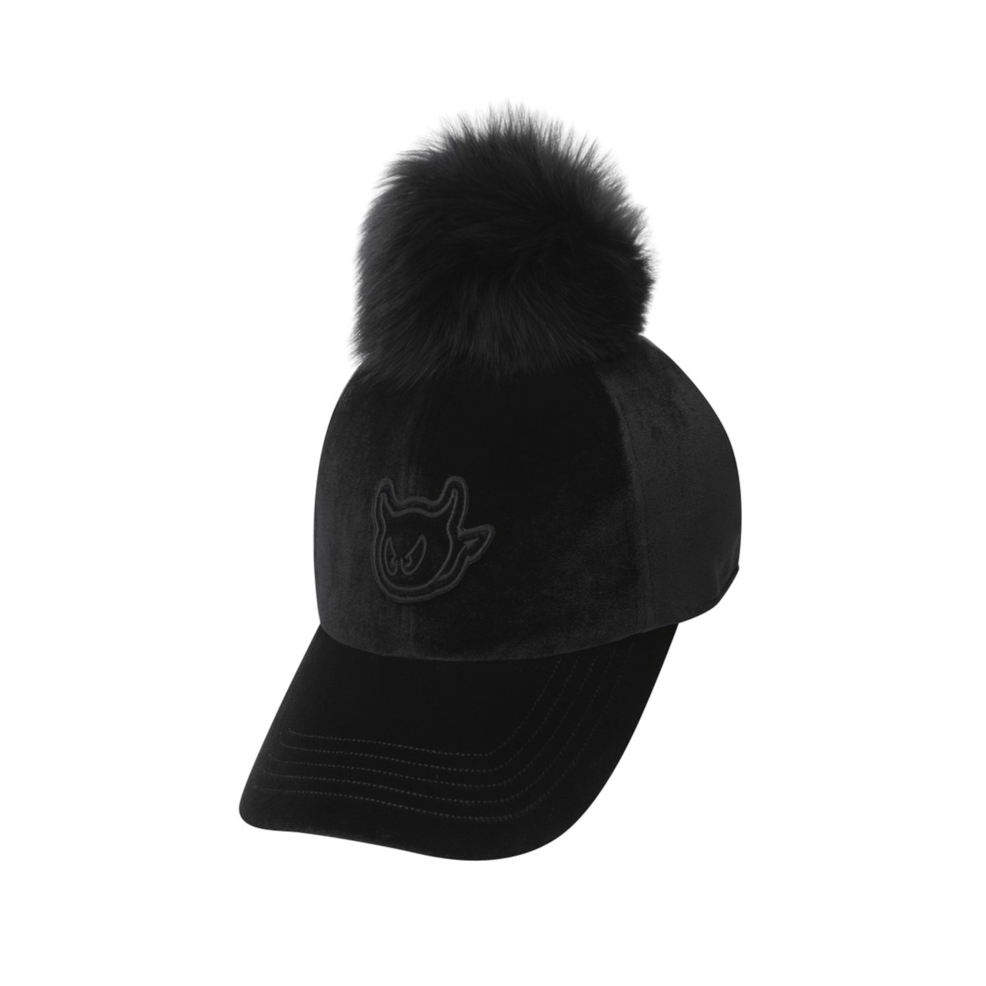 WOMENS ベロアポンポンキャップ ブラック/072344837