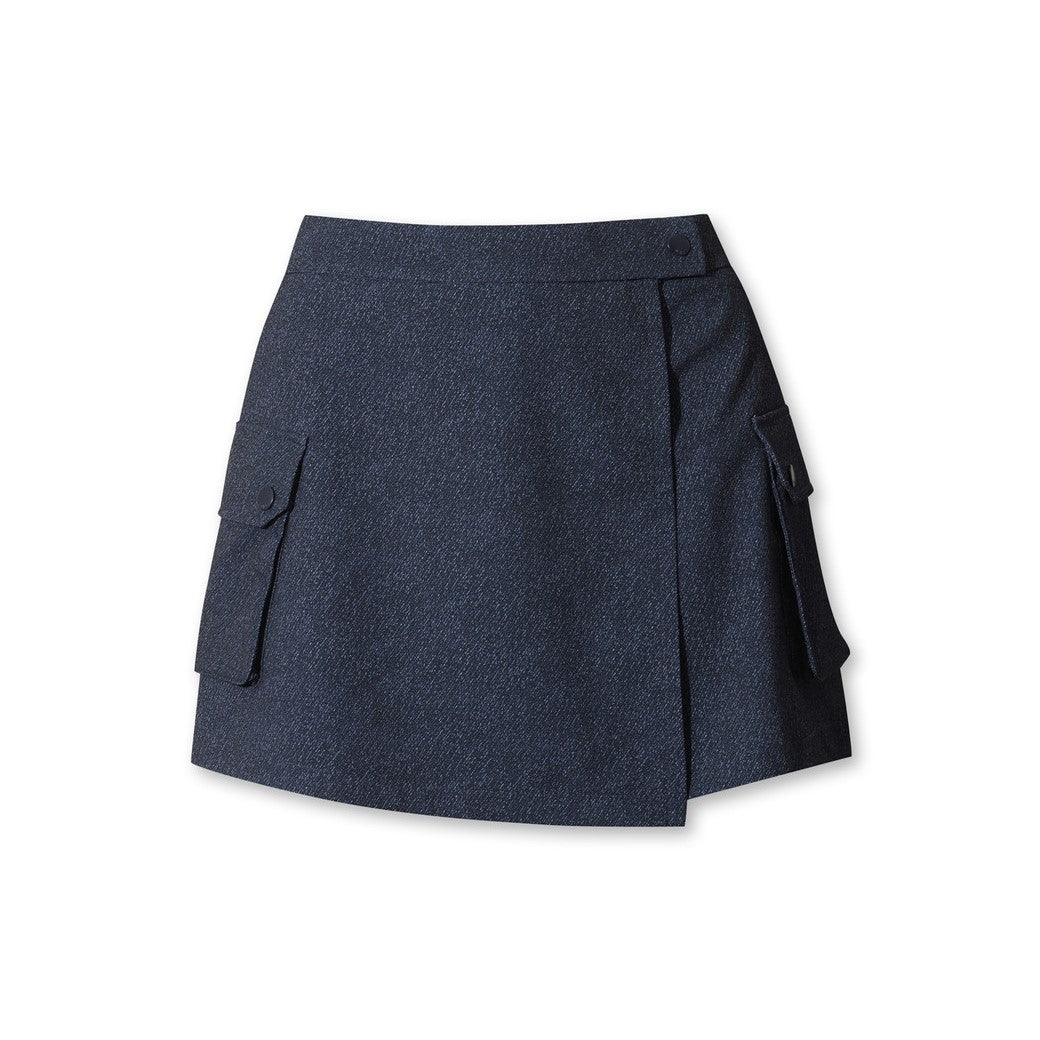 WOMEN カーゴラップショートパンツ インディゴ