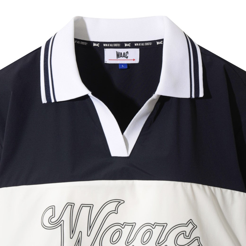 WOMEN リブカラーストレッチプルオーバー ネイビー