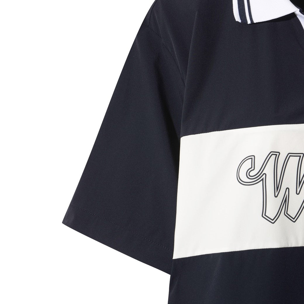 WOMEN リブカラーストレッチプルオーバー ネイビー