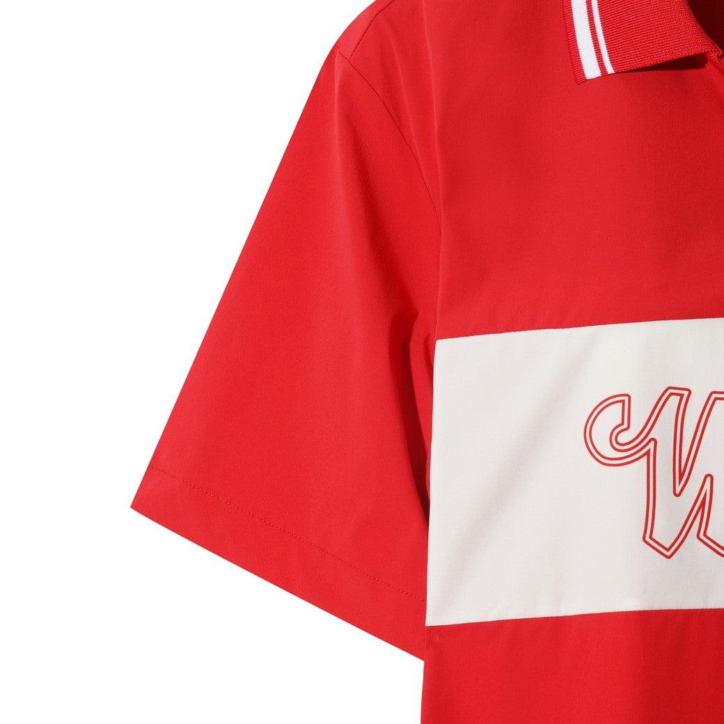 WOMEN リブカラーストレッチプルオーバー レッド