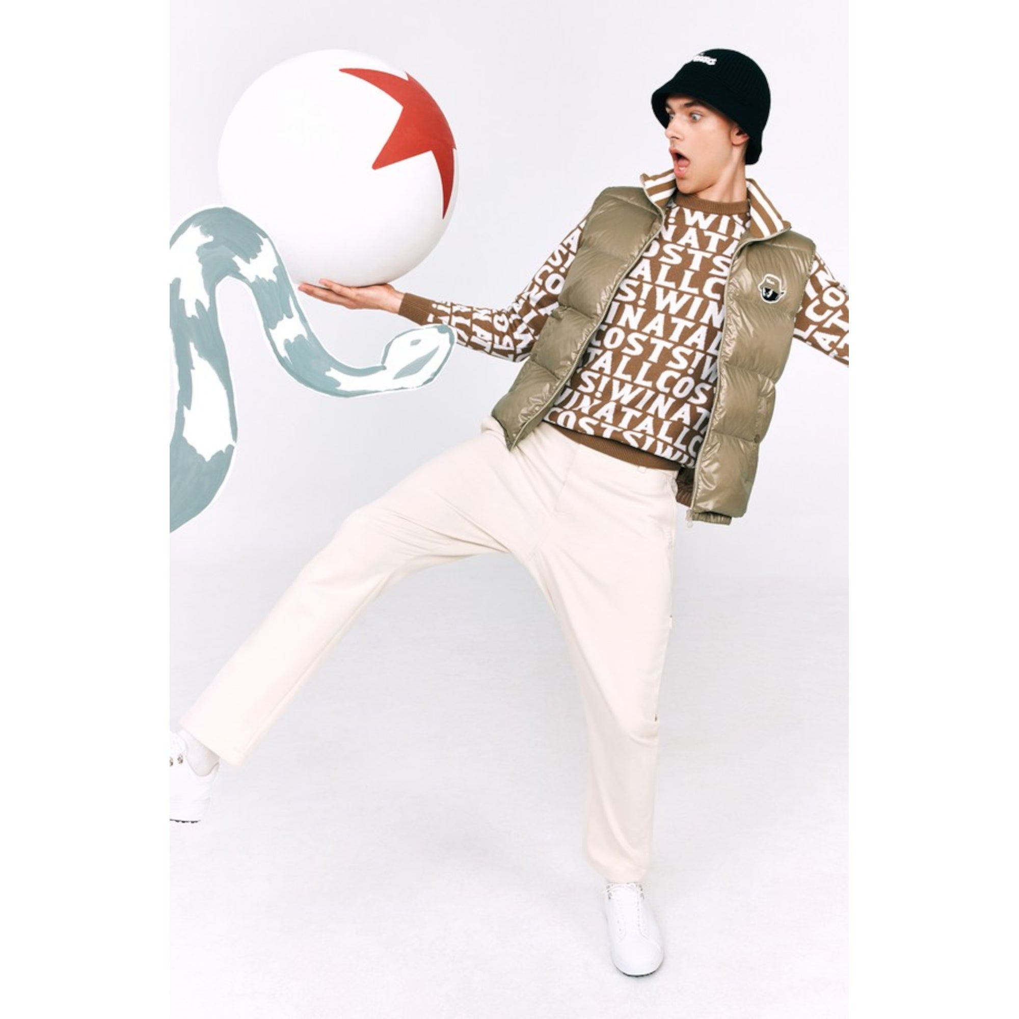 MENS ルーズテーパードベルテッドパンツ ホワイト/072344410