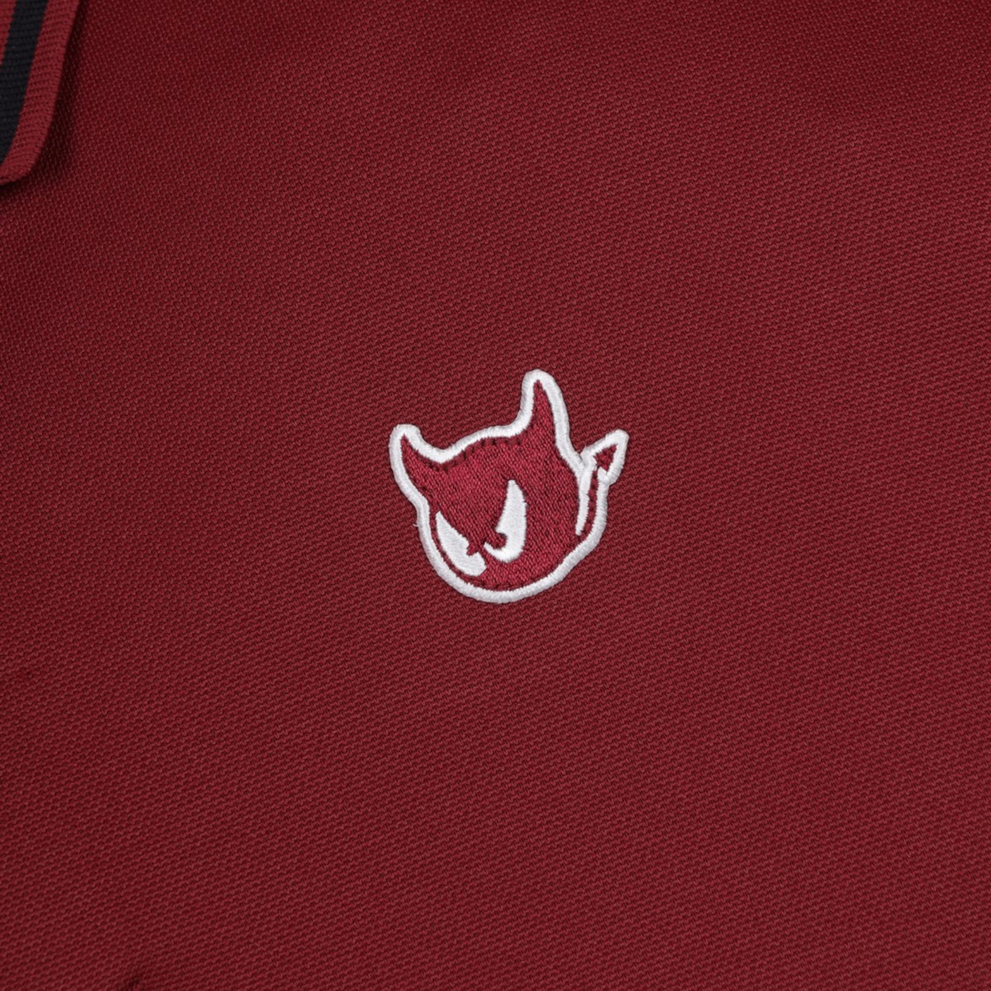 MENS リブカラーポロシャツ バーガンディ/072344001