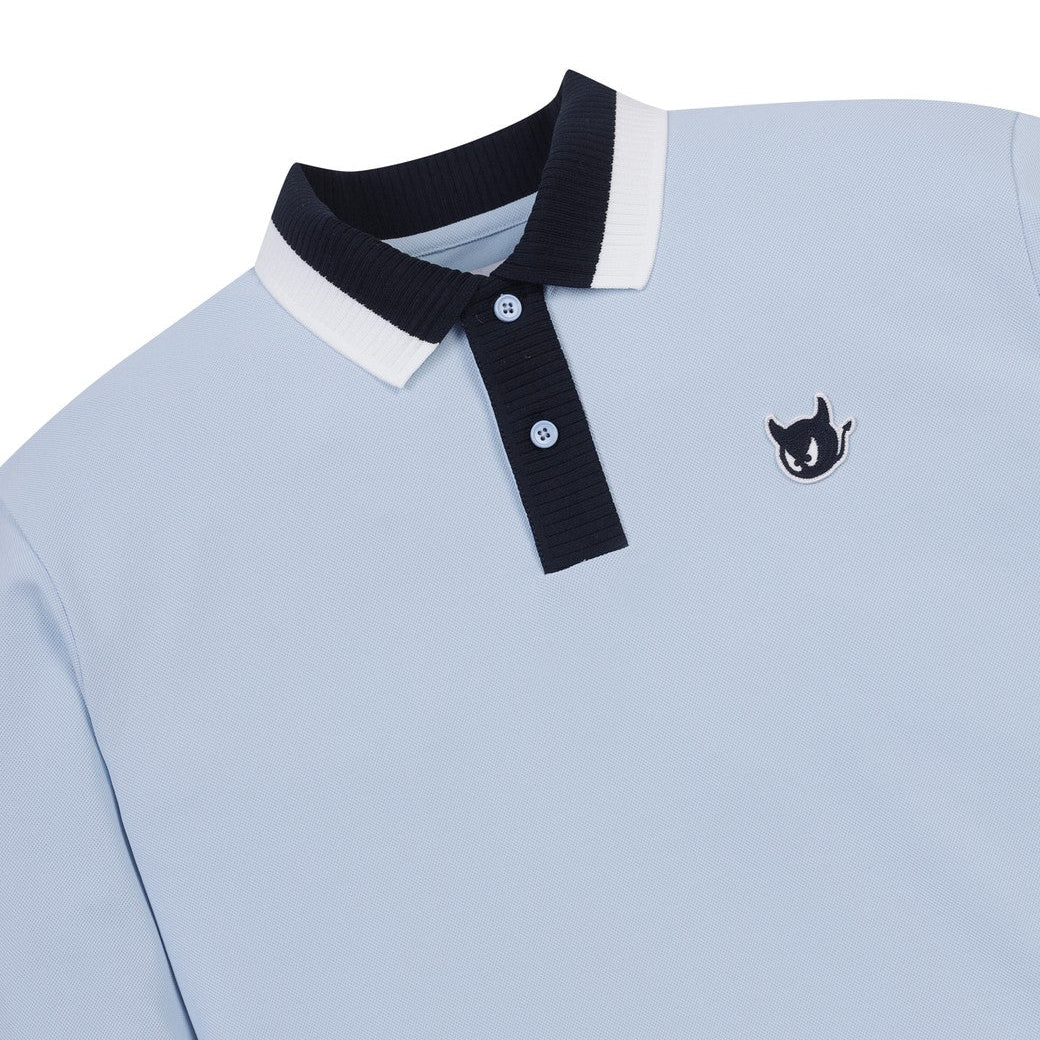 MEN WAACKYピケポロシャツ ライトブルー