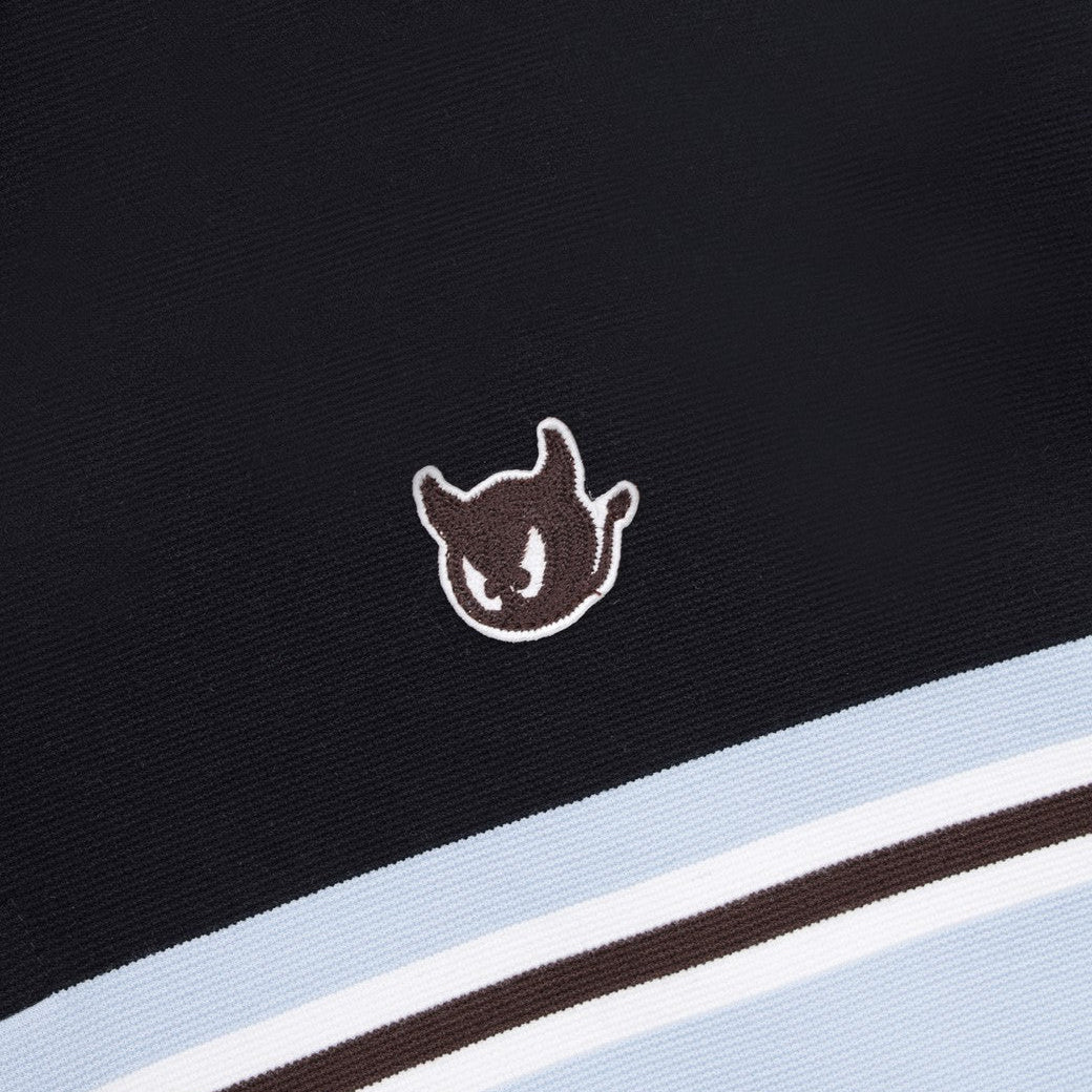 MEN カラーブロックスウェットポロシャツ ネイビー